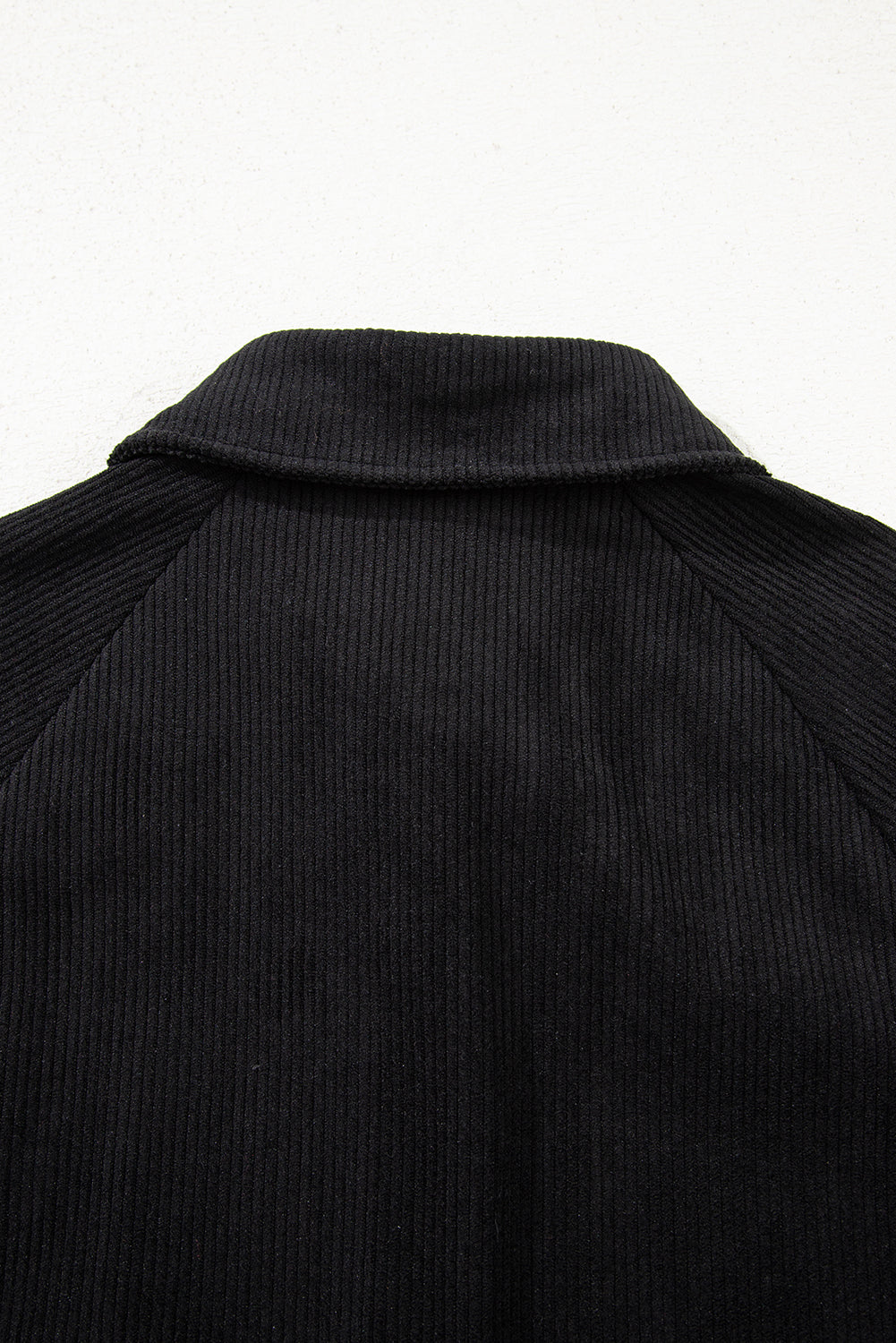 Black Corduroy Shirt Style Full Button Long Sleeve Shift Mini Dress