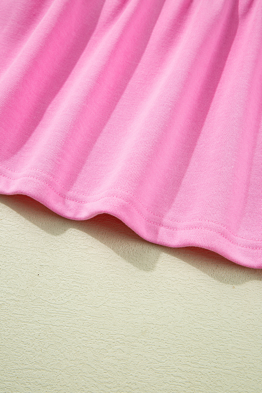 Pink Striped Collar Long Sleeve Ruffle Hem Dress