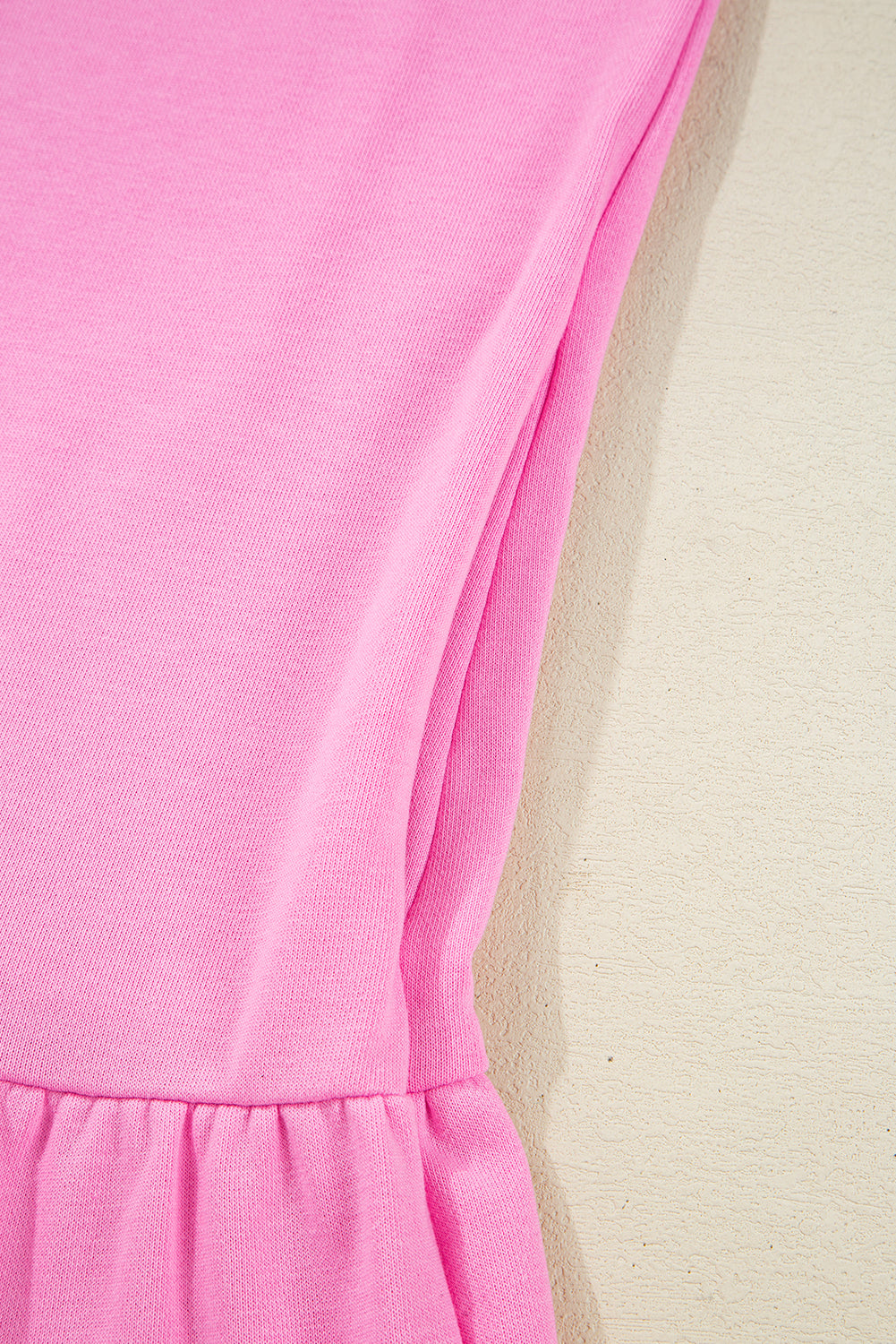 Pink Striped Collar Long Sleeve Ruffle Hem Dress