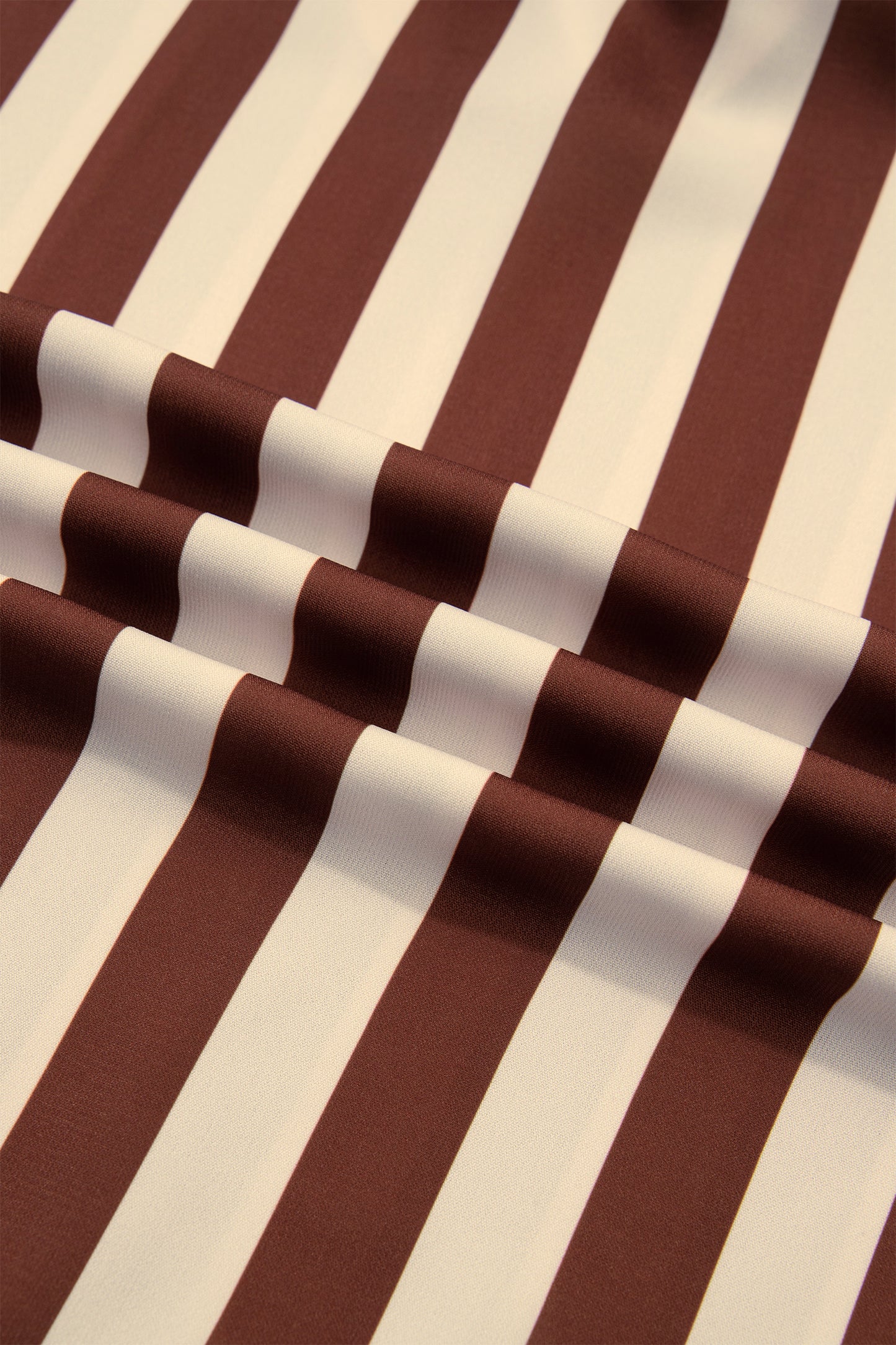 Brown Stripe V Neck Half Sleeve Casual Blouse