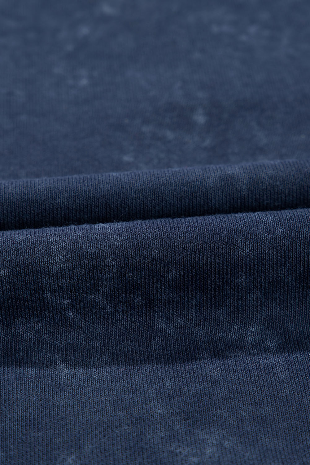 Blue Washed Snap Buttons Lantern Sleeve Pullover Sweatshirt
