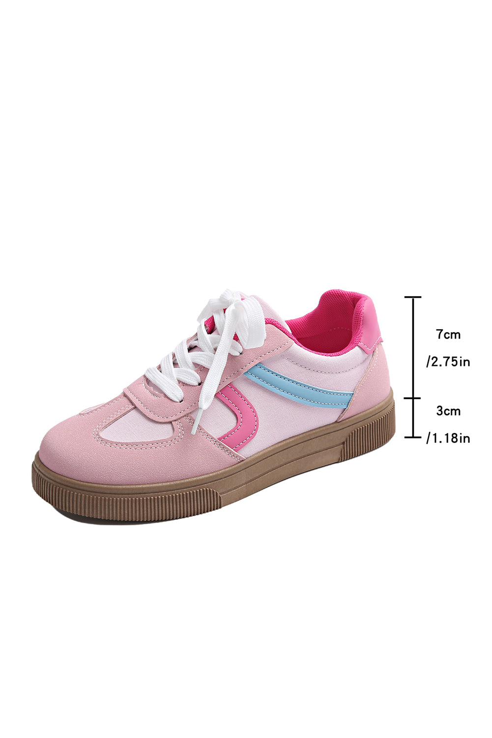 Rose Red Color Block Lace Up Sneakers