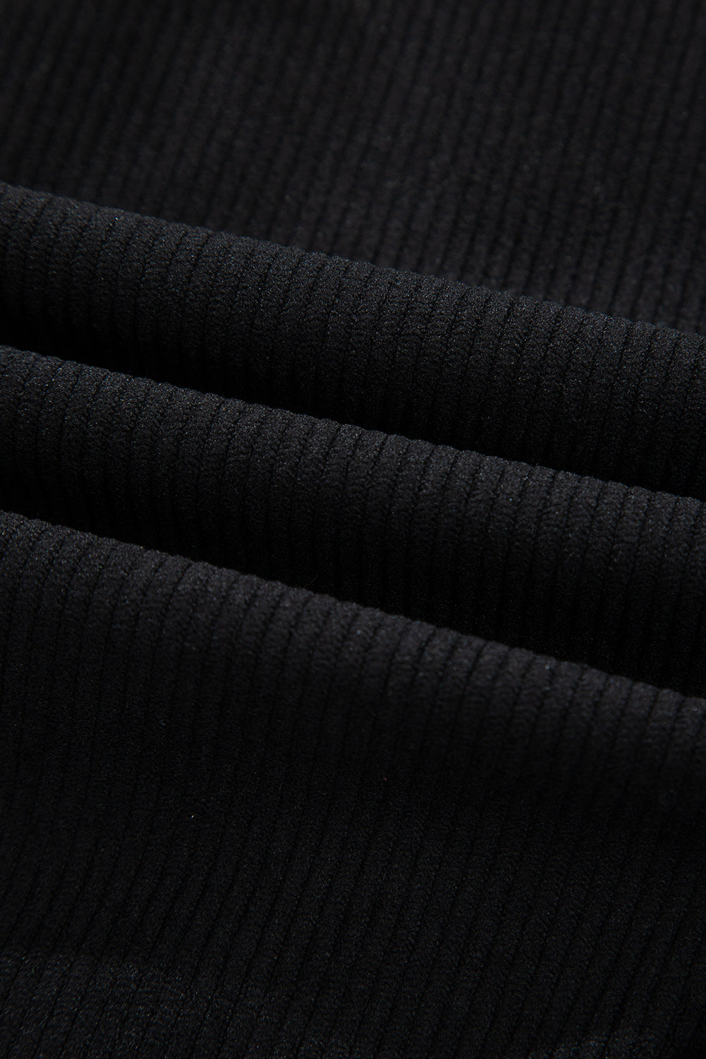Black Corduroy Shirt Style Full Button Long Sleeve Shift Mini Dress