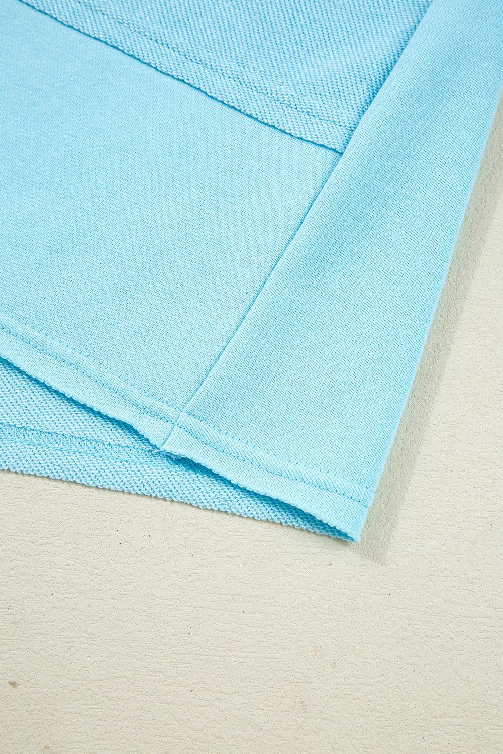 Aruba Blue Solid Color Pullover Top Plus Size Raw Hem Shorts Set