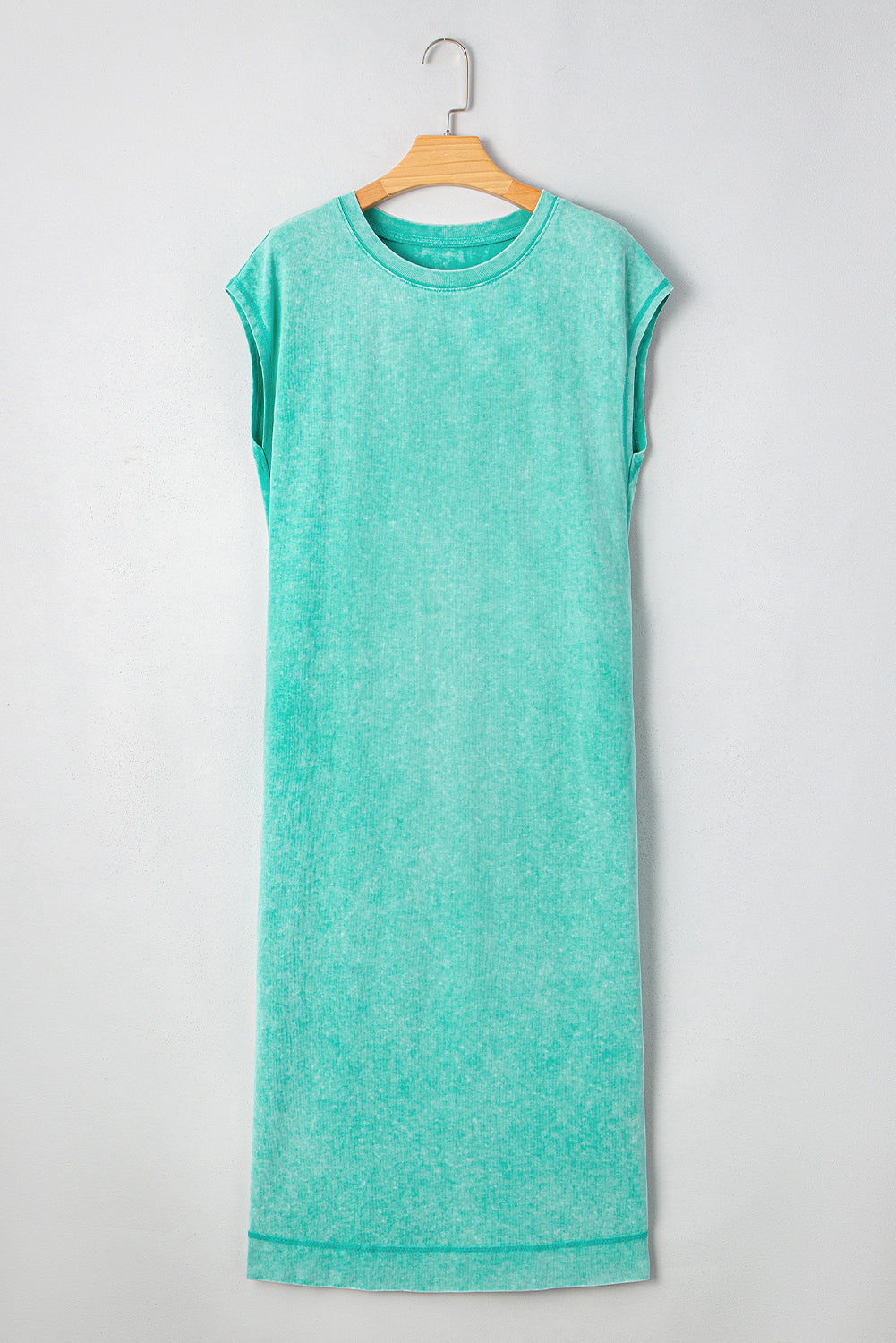 Clearly Aqua Mineral Wash Pocketed T-shirt Long Dress