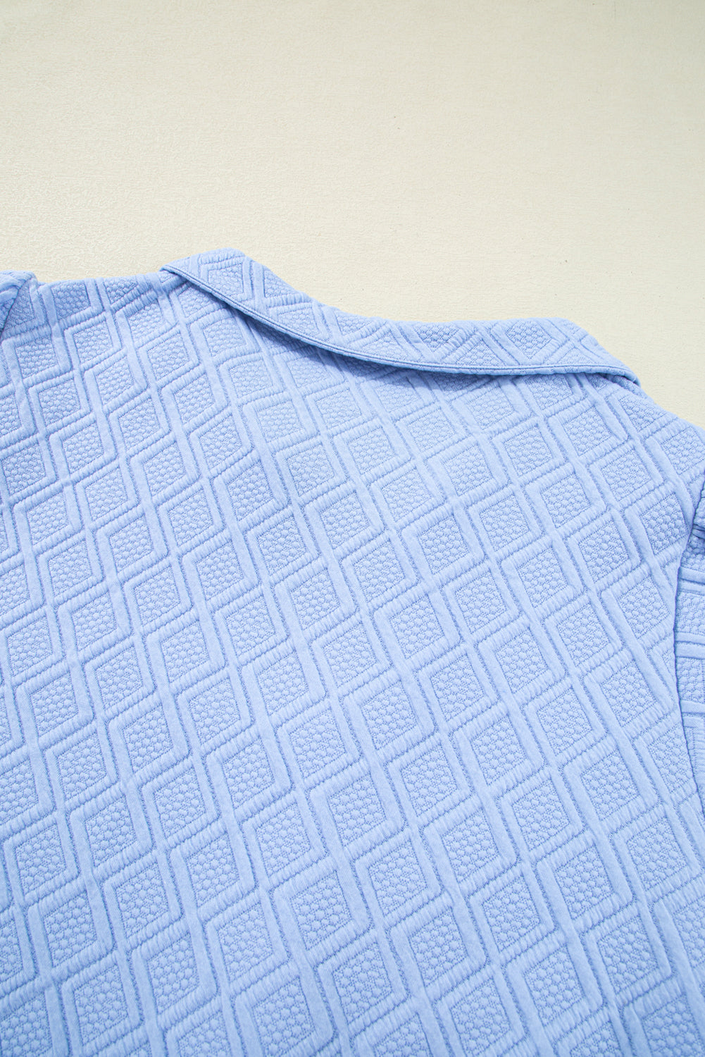 Beau Blue Contrast Striped Trim Zipped Stand Collar Textured Puff Sleeve Plus Size T Shirt Dress