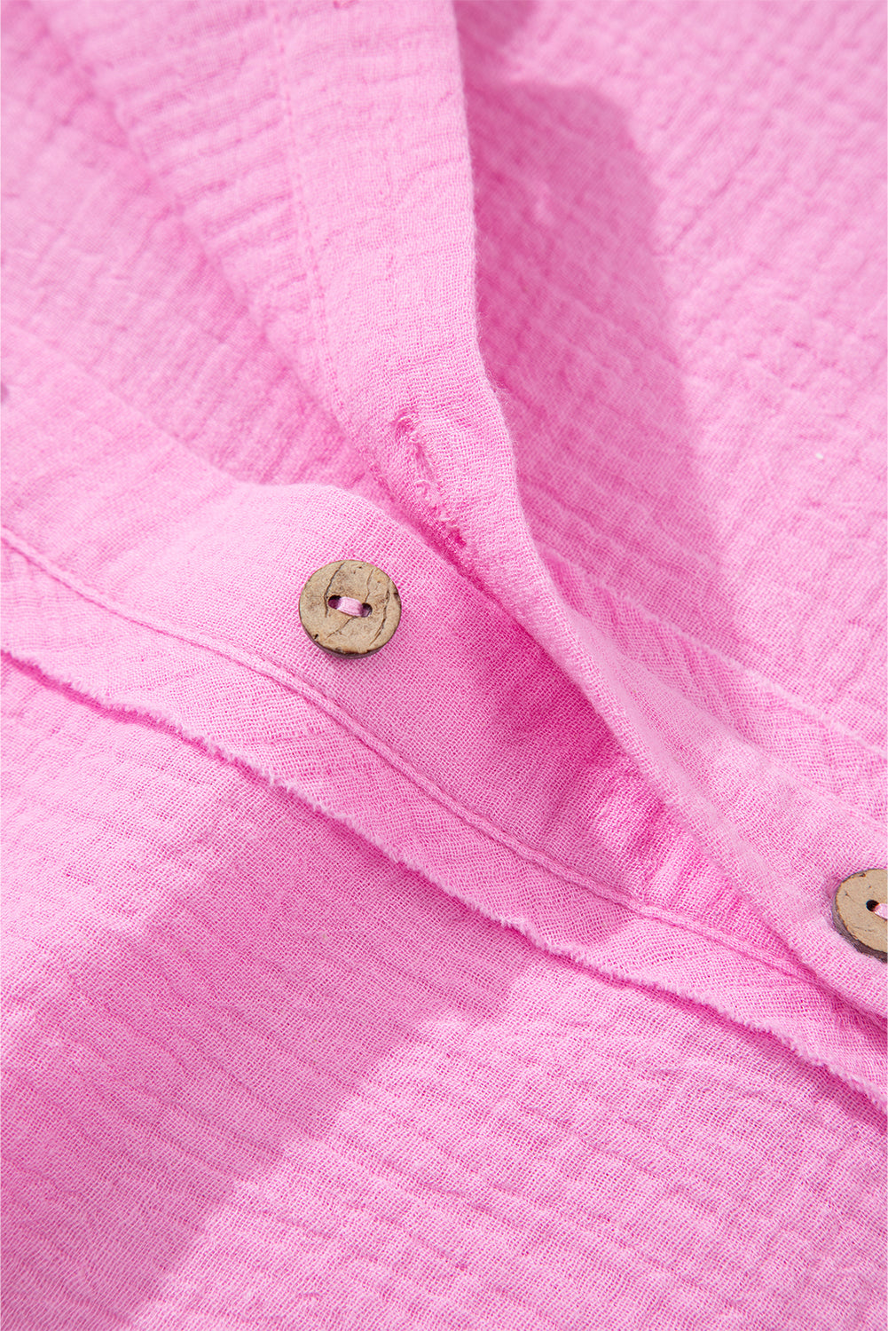 Bonbon Textured Ruffle Trim Short Sleeve Shirt