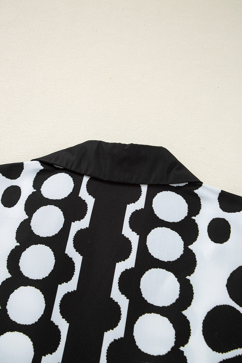 Black Abstract Print V Neck Puff Sleeve Mini Dress