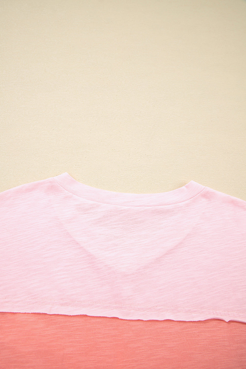 Light Blue Flower Patched Exposed Seam 3/4 Sleeve top
