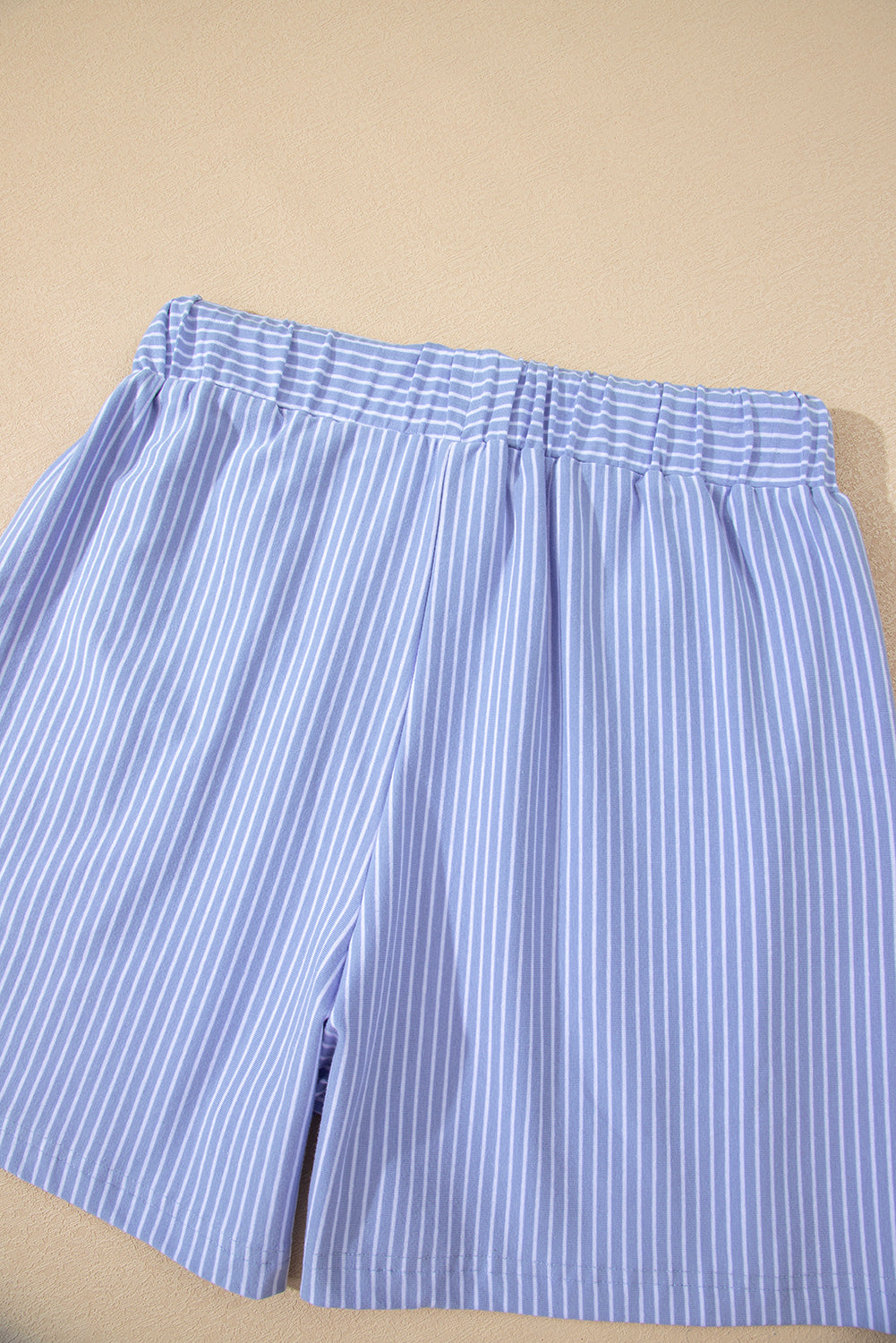 Purple Stripe Dolman Sleeve Polo Shirt and Drawstring Shorts Set