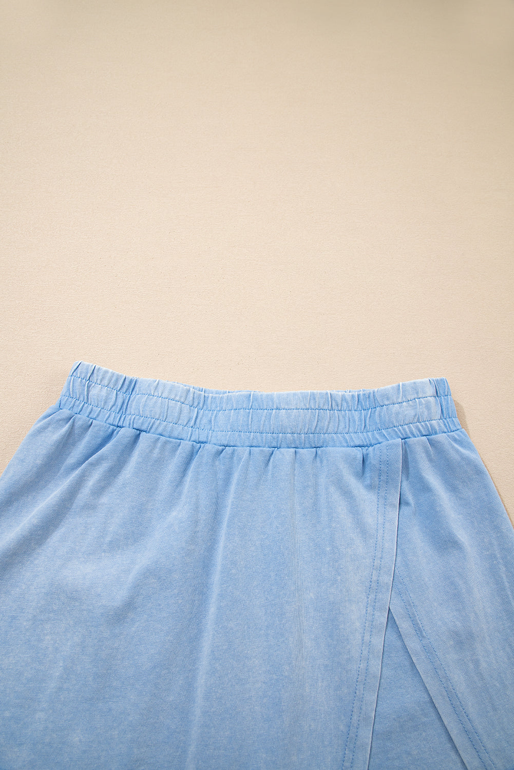 Yellow Cream 2 Pieces Mineral Wash Cotton Tank Top Lined Split Skort Set