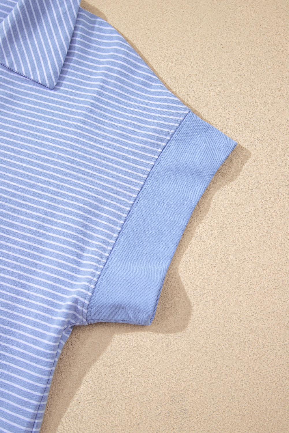 Purple Stripe Dolman Sleeve Polo Shirt and Drawstring Shorts Set