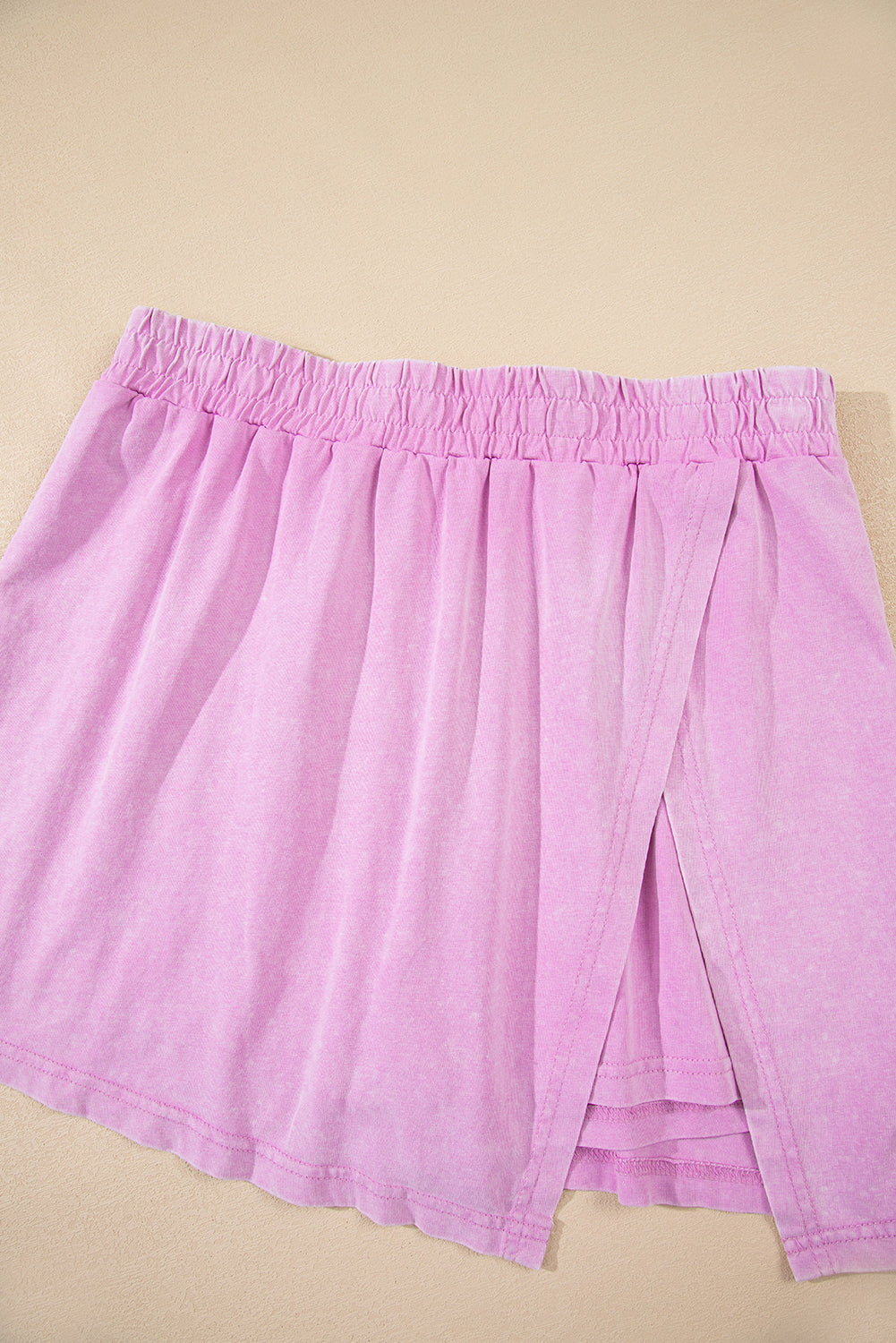 Yellow Cream 2 Pieces Mineral Wash Cotton Tank Top Lined Split Skort Set