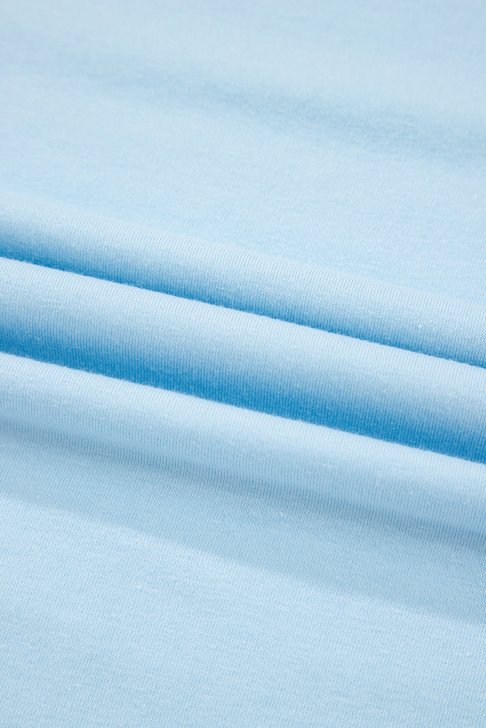 Light Blue Solid Color Basic Crew Neck Tee