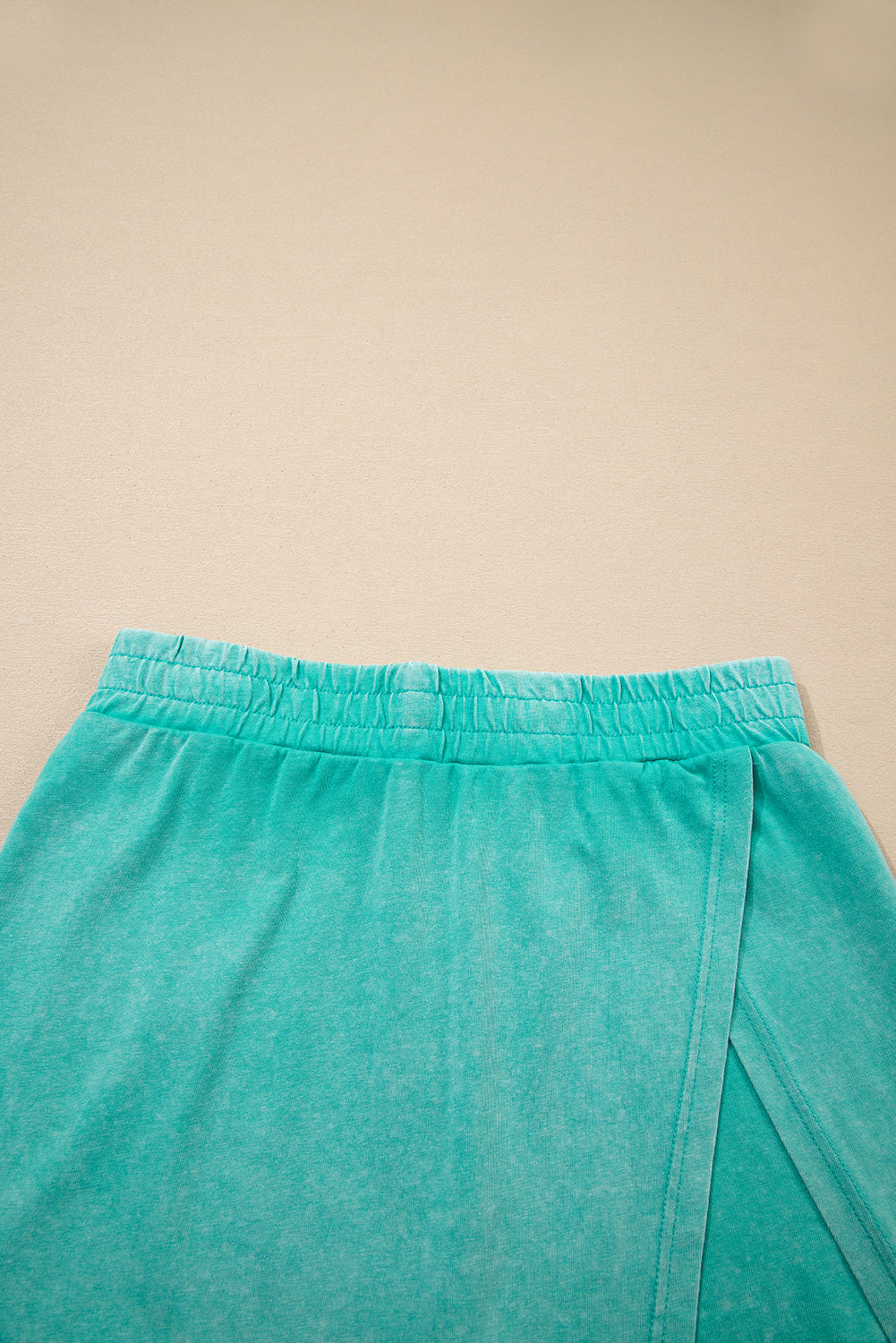 Yellow Cream 2 Pieces Mineral Wash Cotton Tank Top Lined Split Skort Set