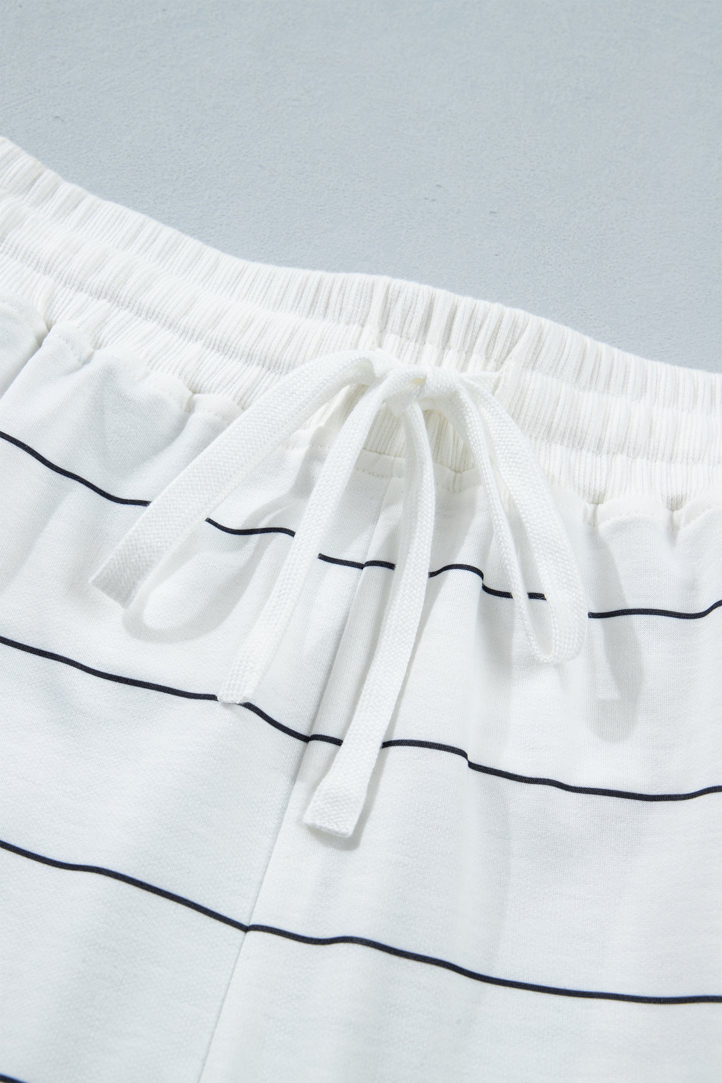 Black Stripe Half Sleeve Tee Drawstring Shorts 2pcs Set