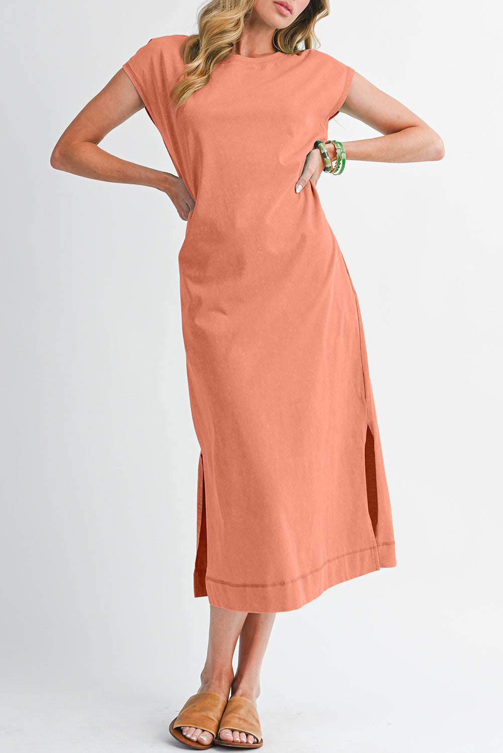 Clearly Aqua Mineral Wash Pocketed T-shirt Dress