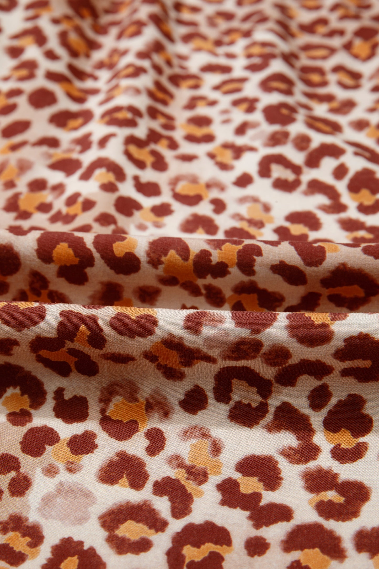 Brown Contrast Trim Leopard Top and Pant Set