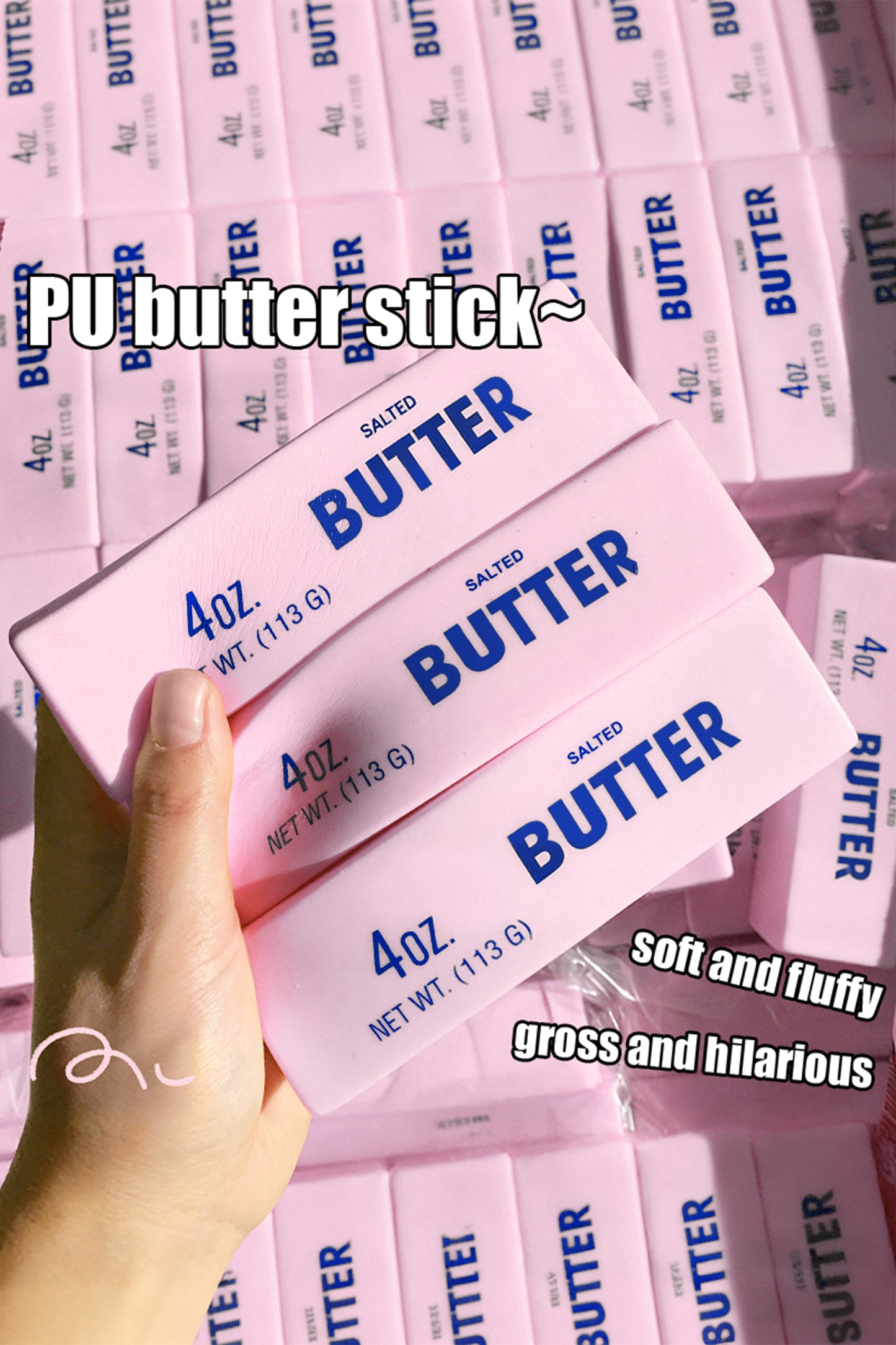 Pink PU Butter Bar Slow Rebound Decompression Toy