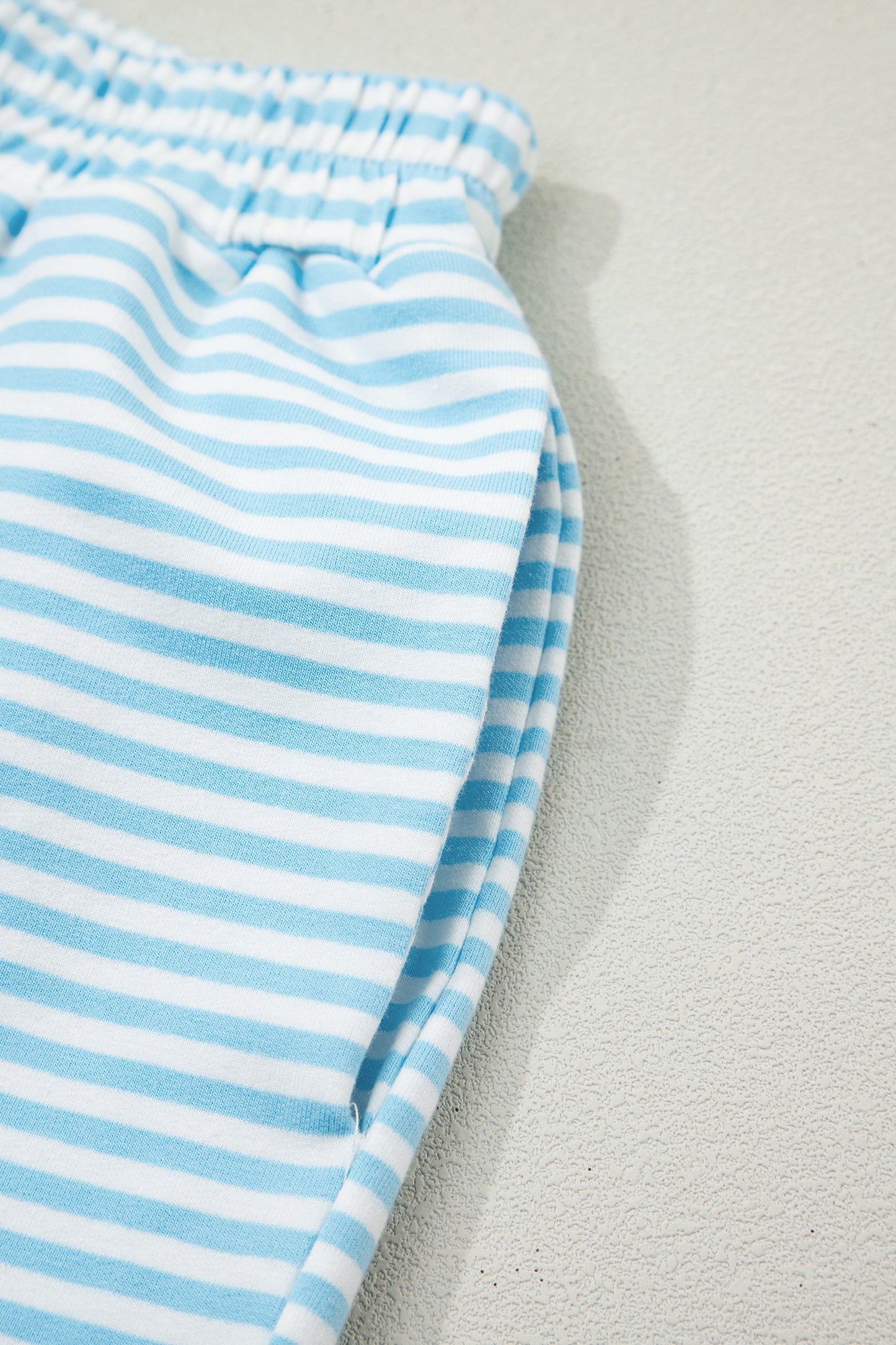 Red Stripe Oversize Mock Neck Sweatshirt and Shorts Set