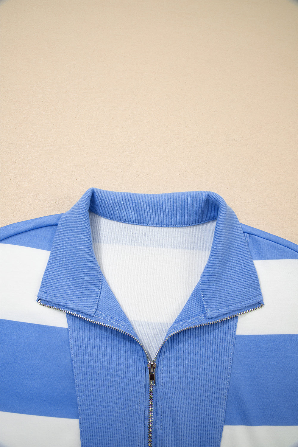 Pink Seam Detail Half Zip Tee Casual Shorts 2pcs Set