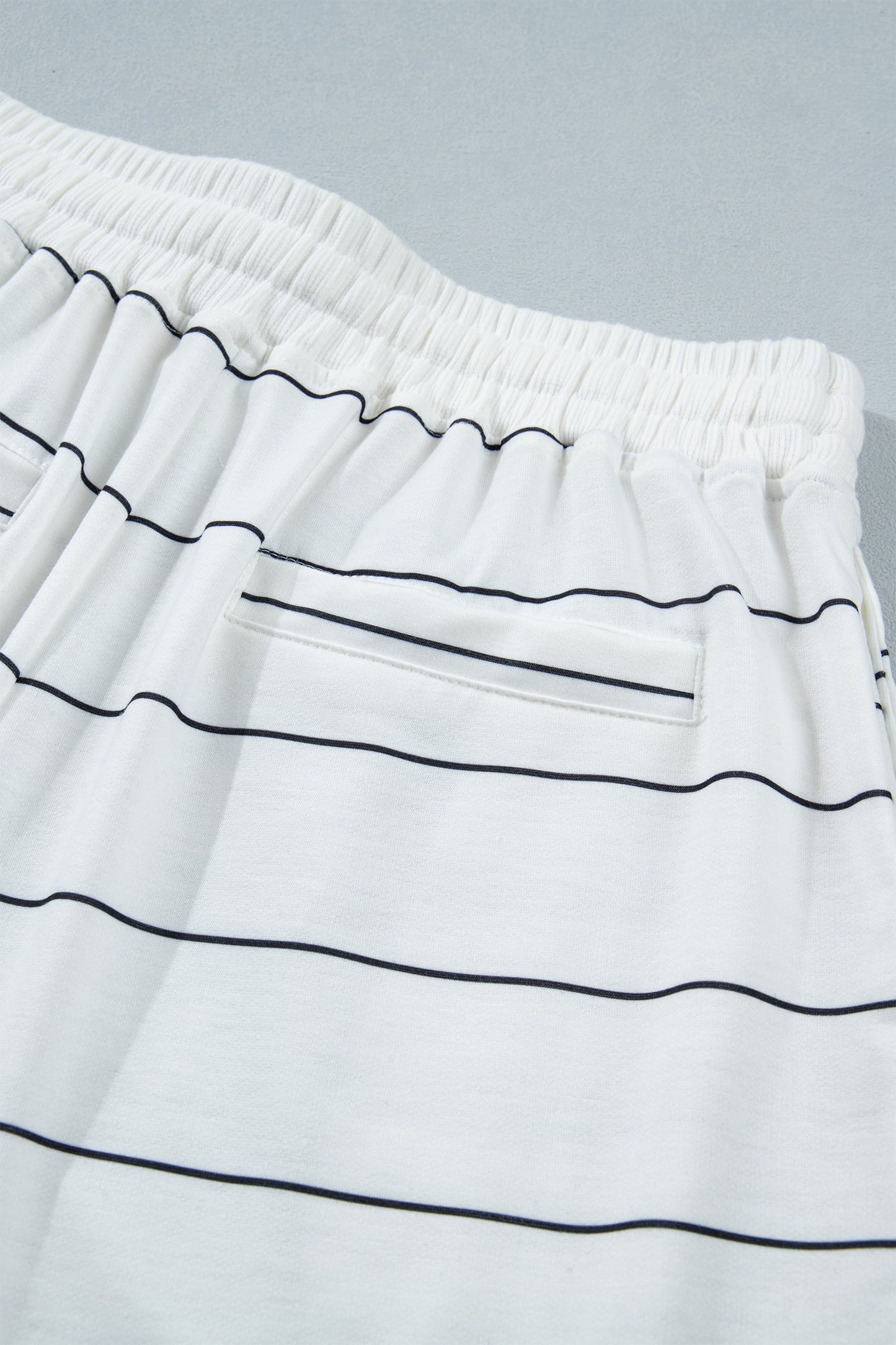 Black Stripe Half Sleeve Tee Drawstring Shorts 2pcs Set
