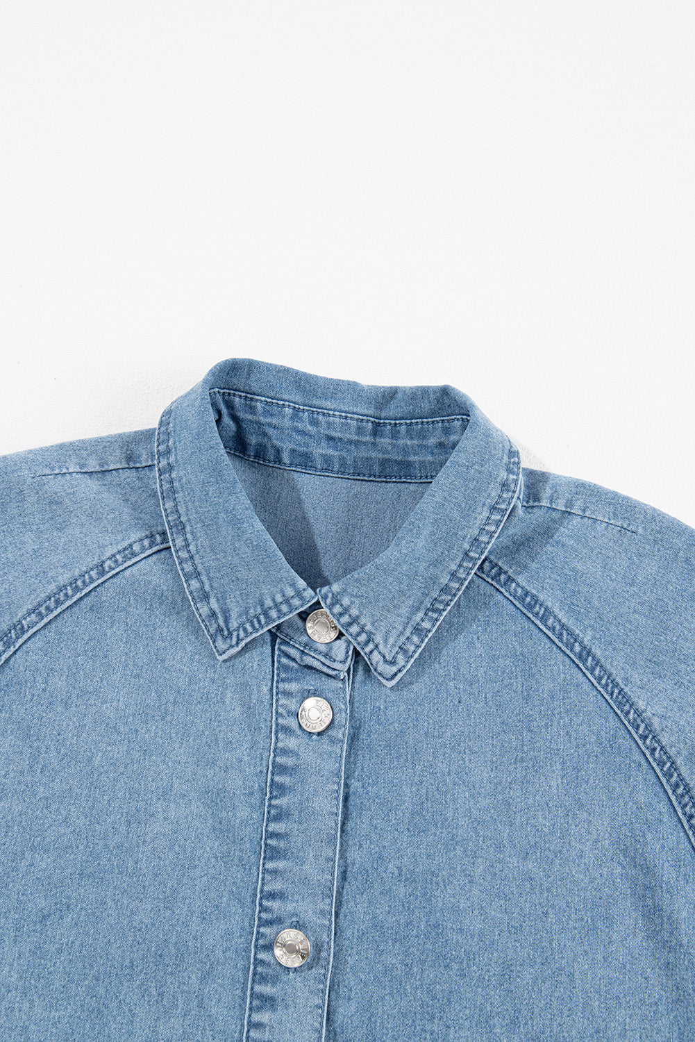 Dark Blue Short Sleeve Button Up Loose Denim Shirt Dress
