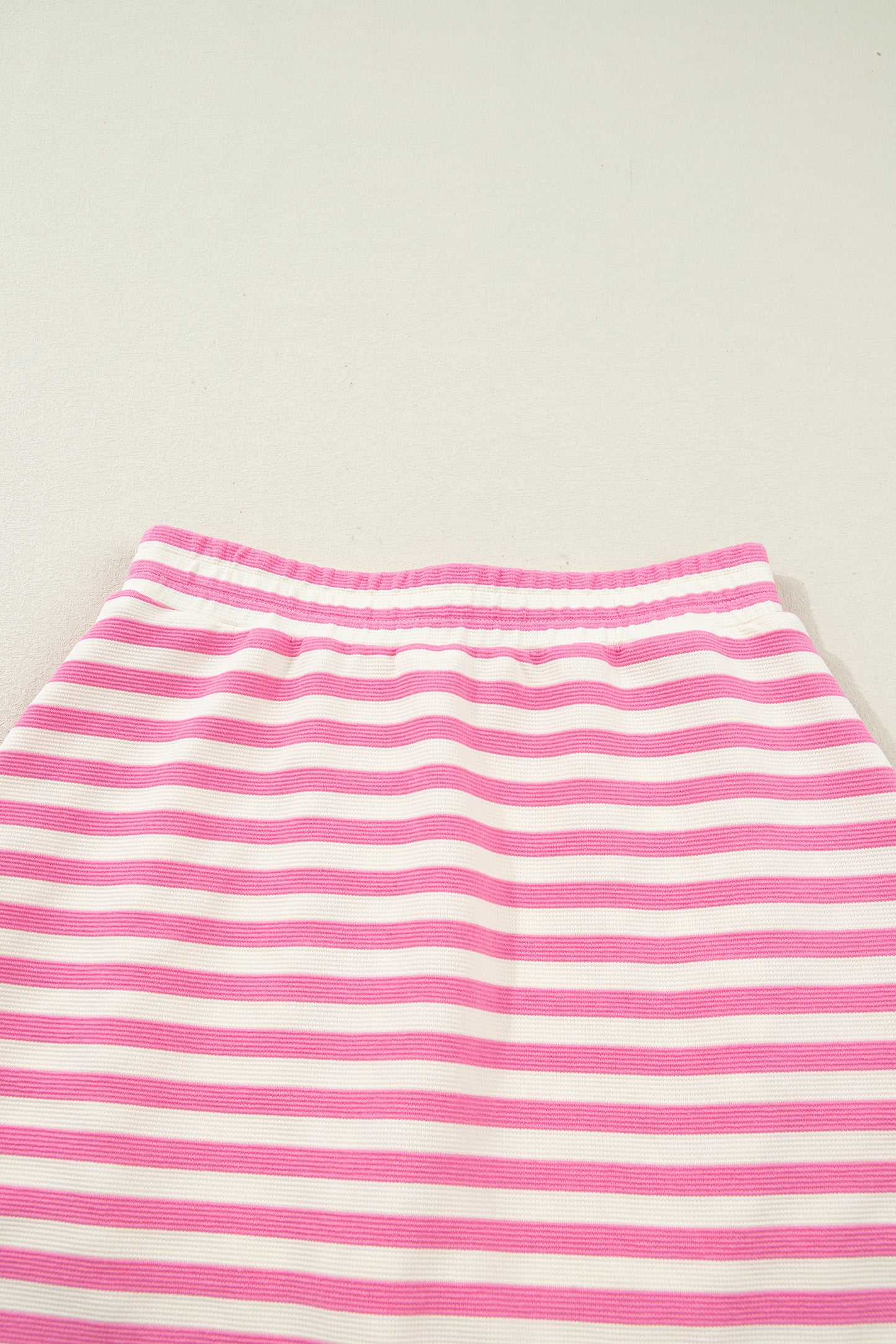 Sachet Pink Textured Stripe Print Contrast Trim Zip Collar Sleeveless 2pcs Skort Set