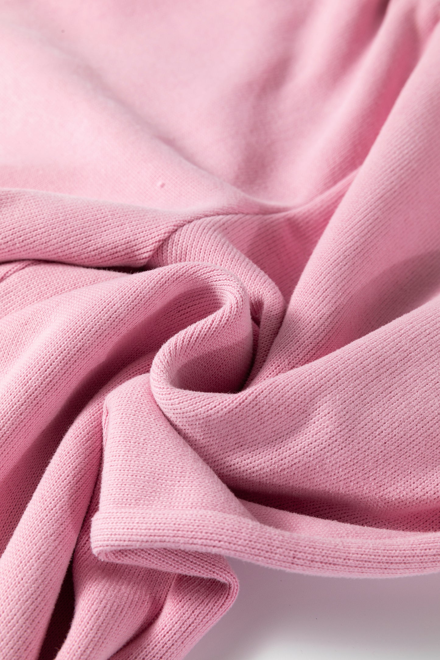 Pink Textured Knit High Neck Loose Tee Elastic Waist Loose Pant Set