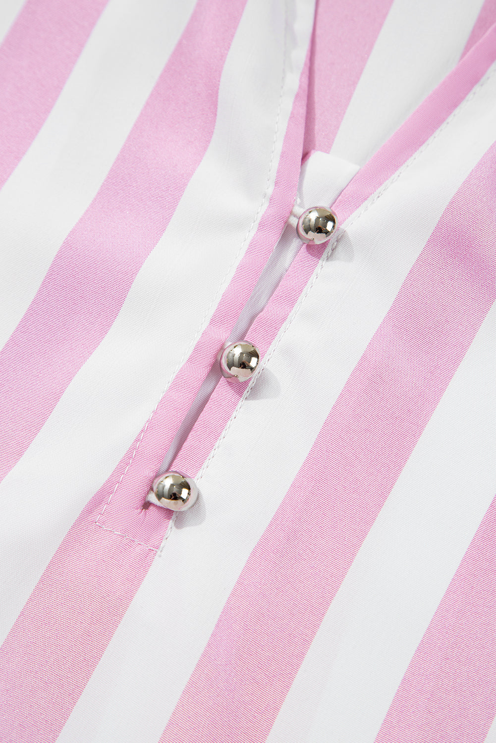 Rose Striped Long Sleeve Buttons Loose Mini Dress