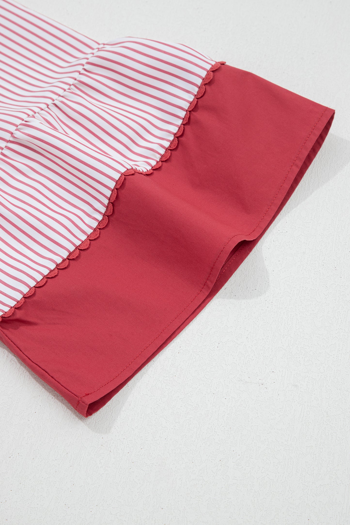 Red Stripe Plus Size Ruffled Hem Pinstriped Midi Dress