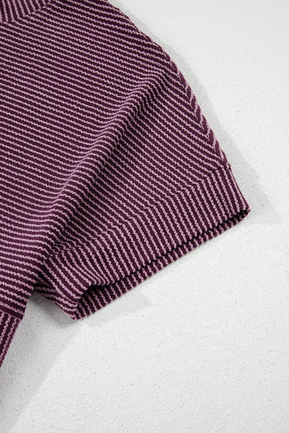 Bright Pink Plain Corded Mock Neck T Shirt