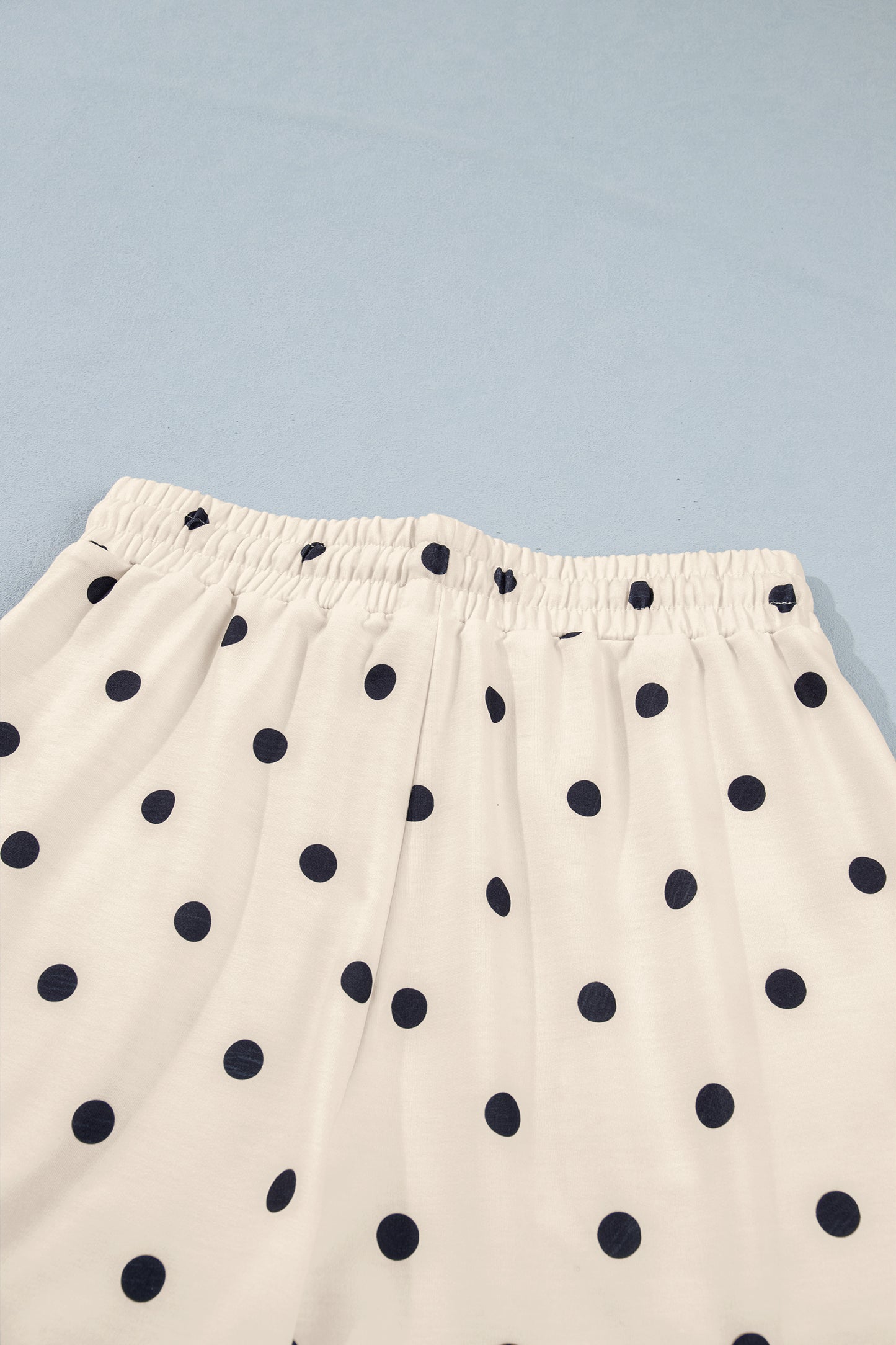 Yellow Exposed Seam Detail Polka Dot Loose Tee Drawstring Shorts Set