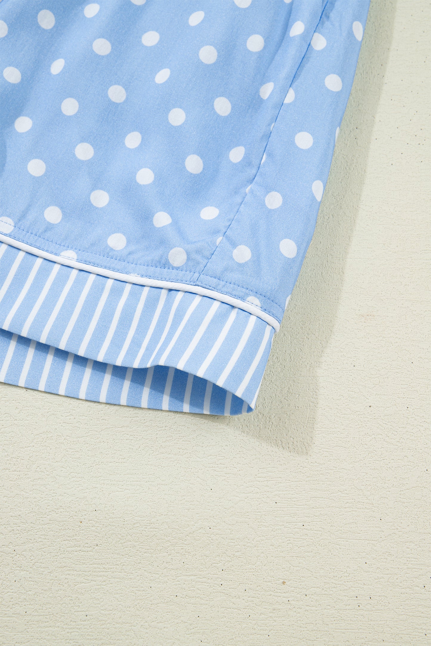 Sky Blue Dotted Print Soft Short Pajama Set