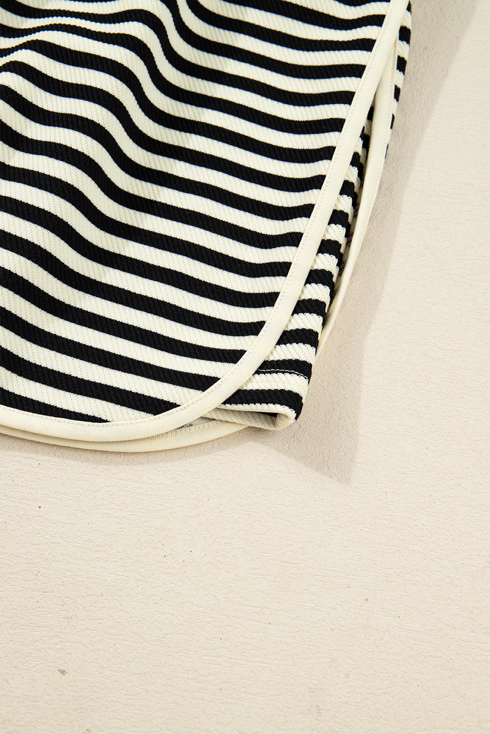 Black Stripe Textured Drop Shoulder Pullover Top Drawstring Mini Skort Two Piece Dress Set