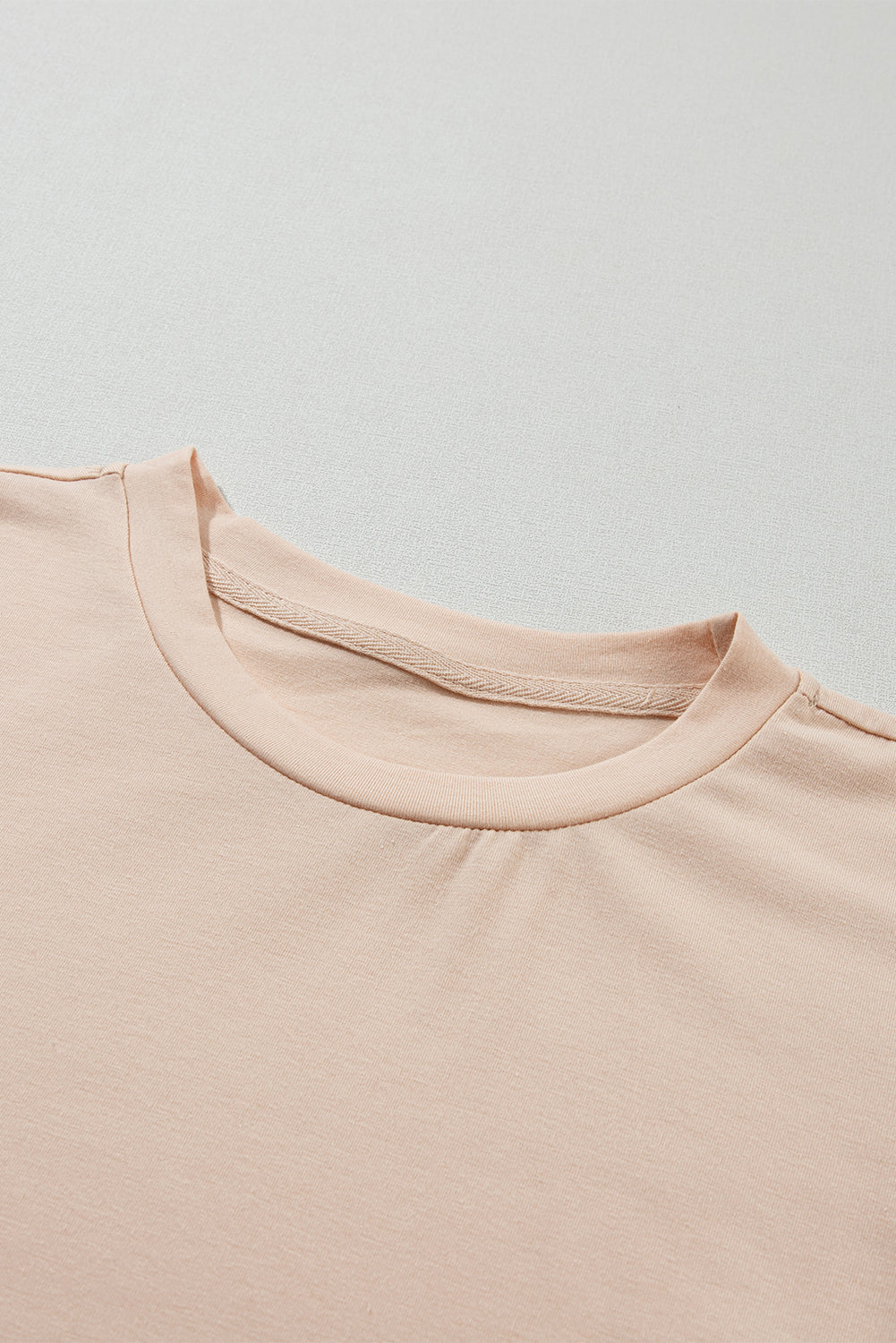 Sachet Pink Solid Color Basic Crew Neck Plain Tee
