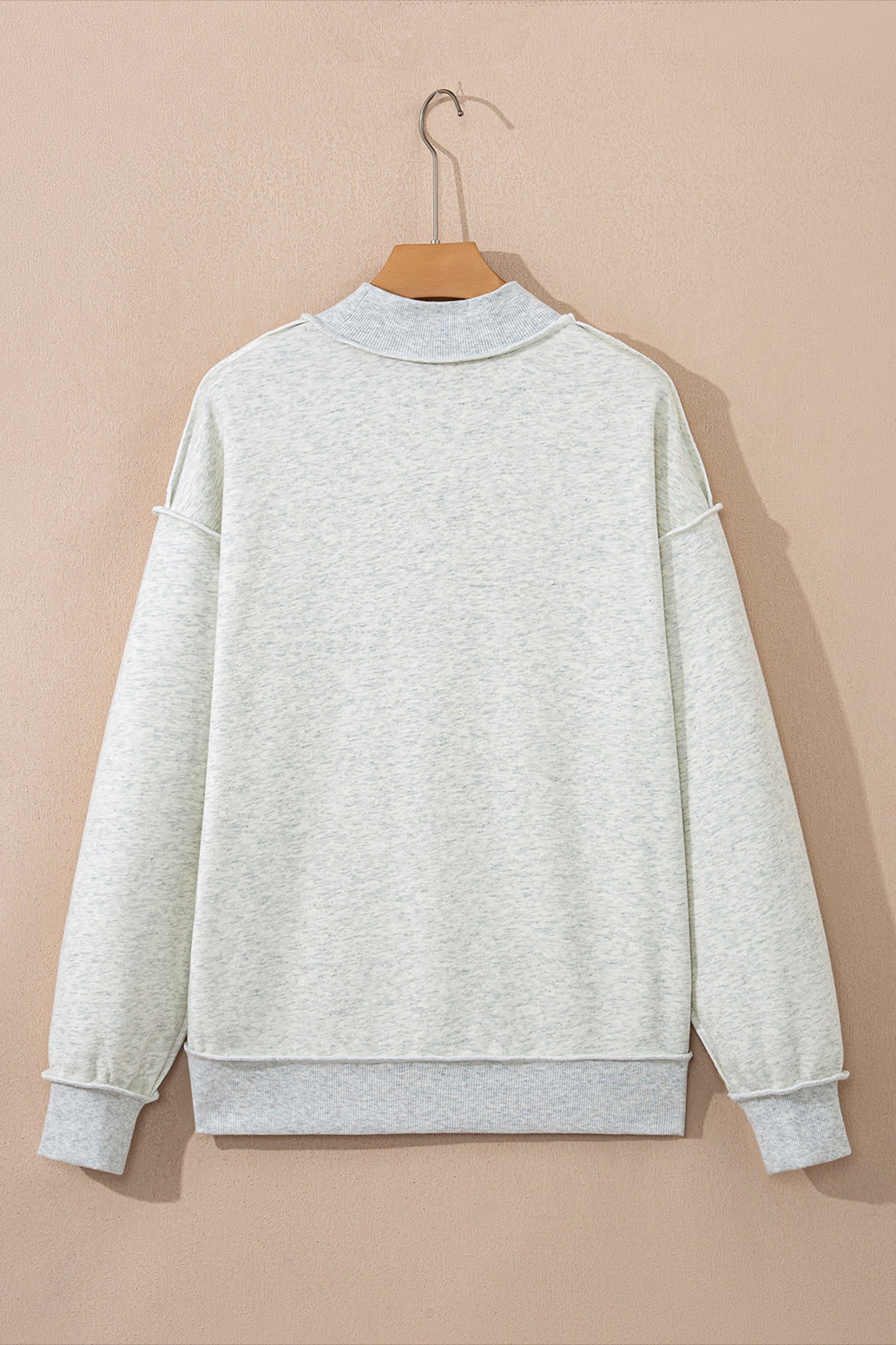 Light Grey Oversize Drop Shoulder Reversible Mock Neck Sweatshirt