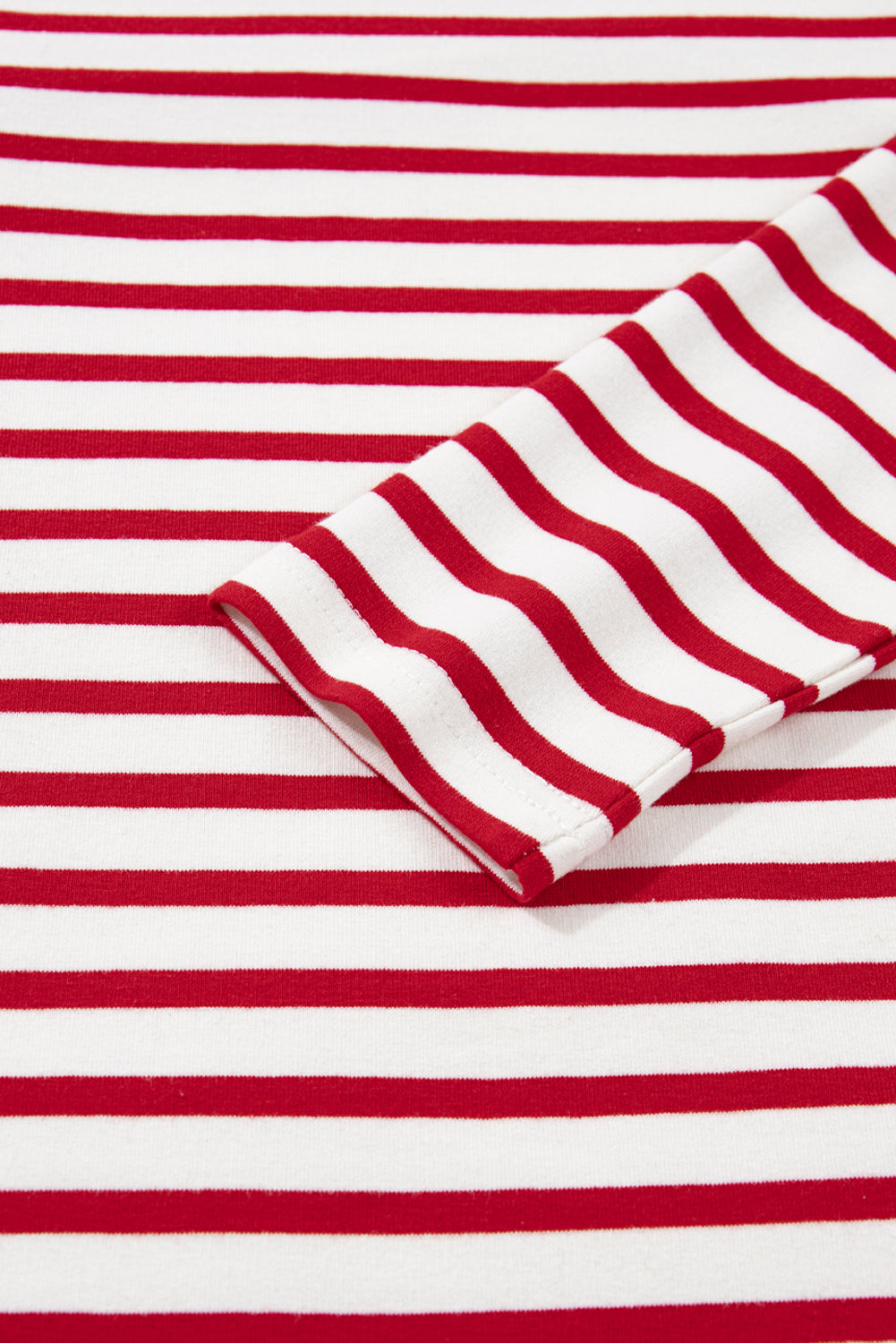 Red Striped Ruffle Shoulder Long Sleeve Top