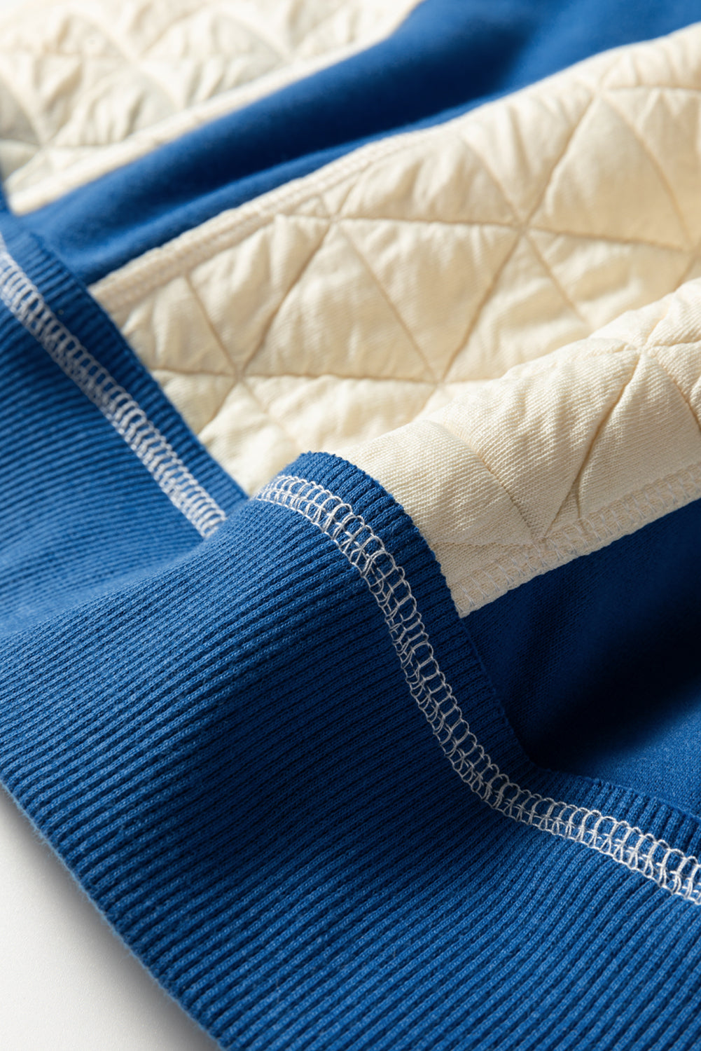 White Quilted Color Block Patchwork Oversize Hoodie