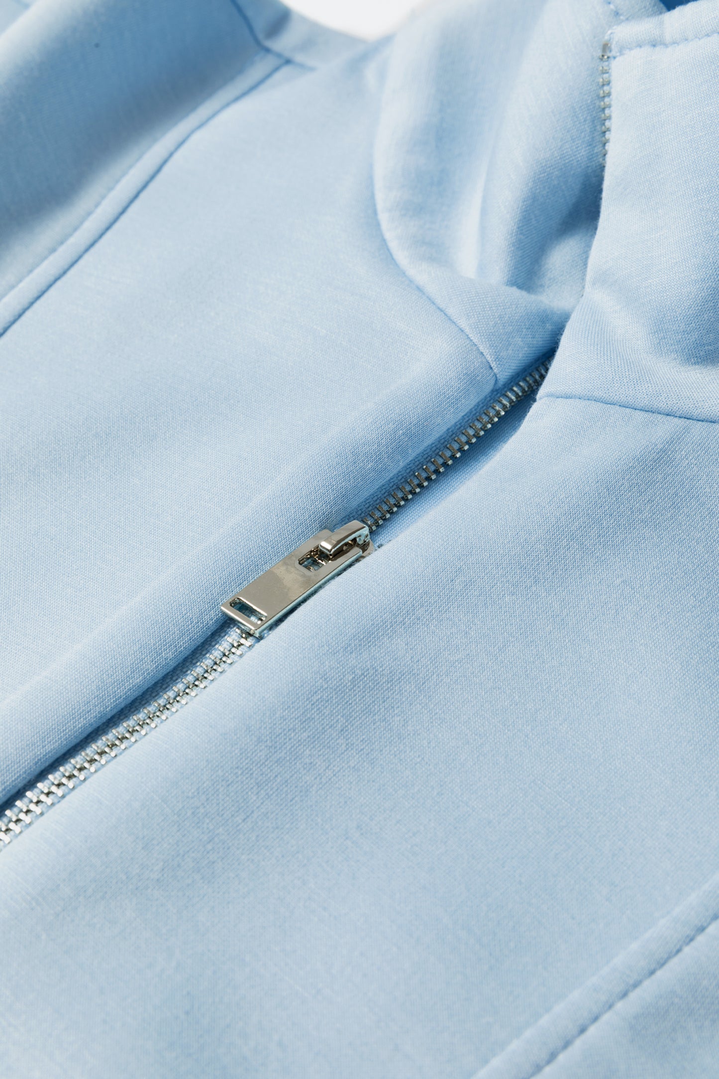 Beau Blue Solid Color Half Zip Loose Short Sleeve Sweatshirt 2pcs Set