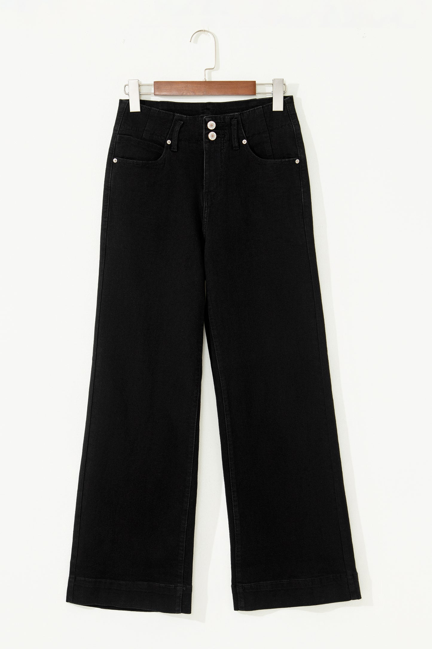 Mist Green 2-Button High Waist Flared Bottom Jeans