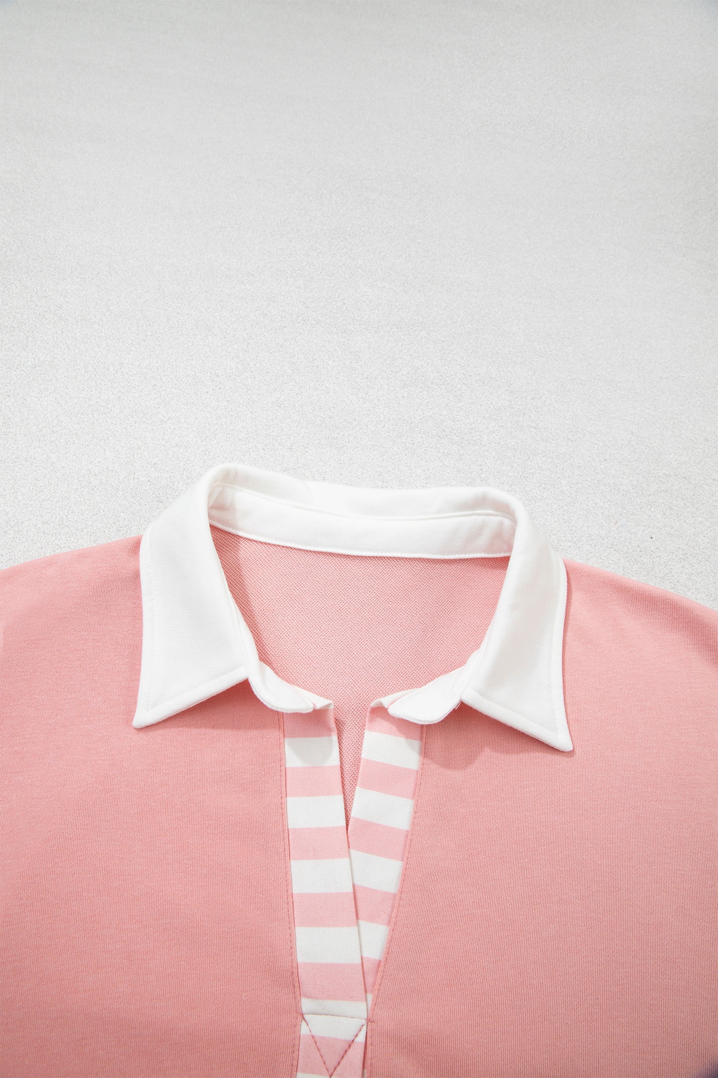 Smoke Green Striped Color Block Pullover Top Drawstring Shorts Set