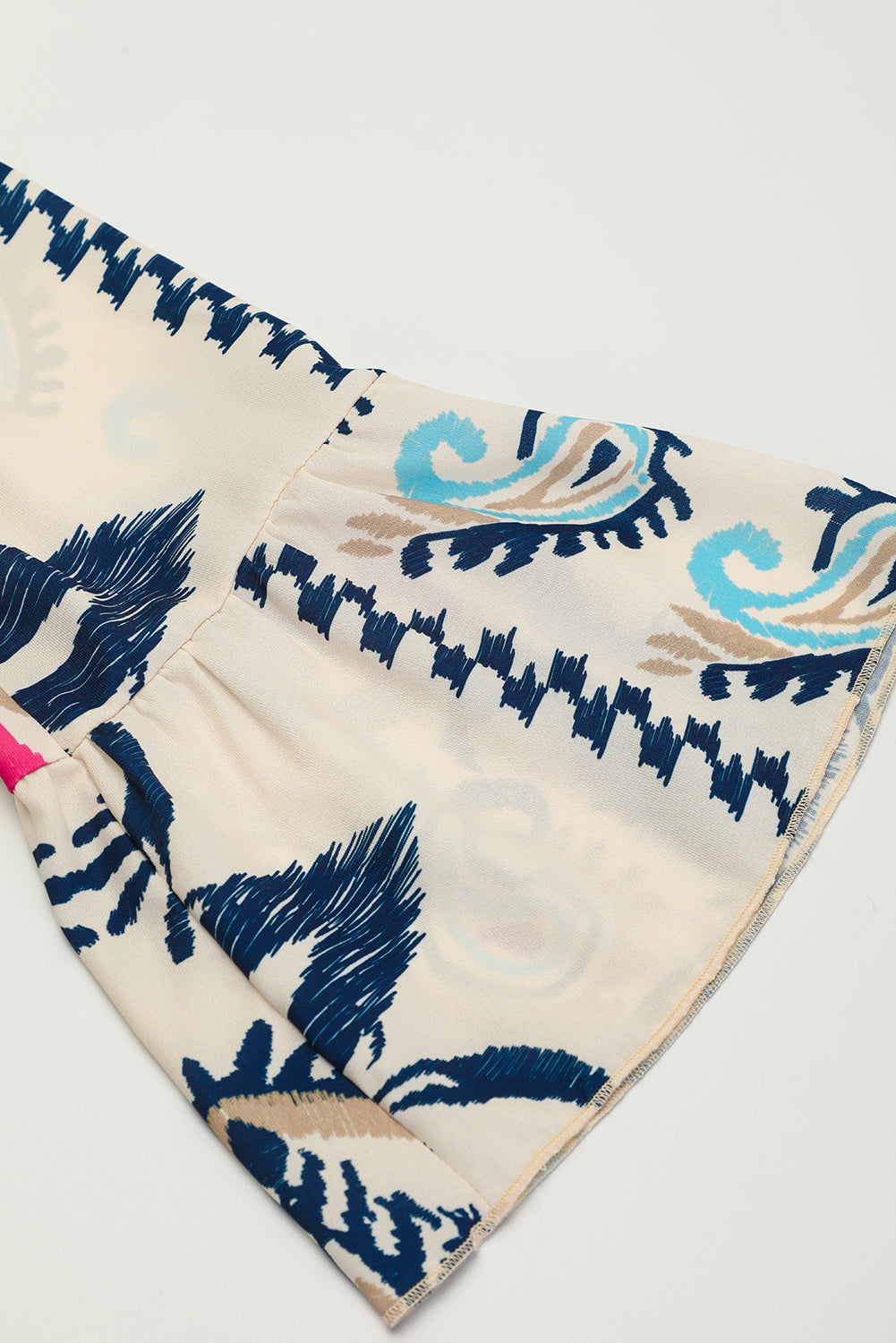 Sky Blue Ethnic Print Boho Tiered Mini Dress