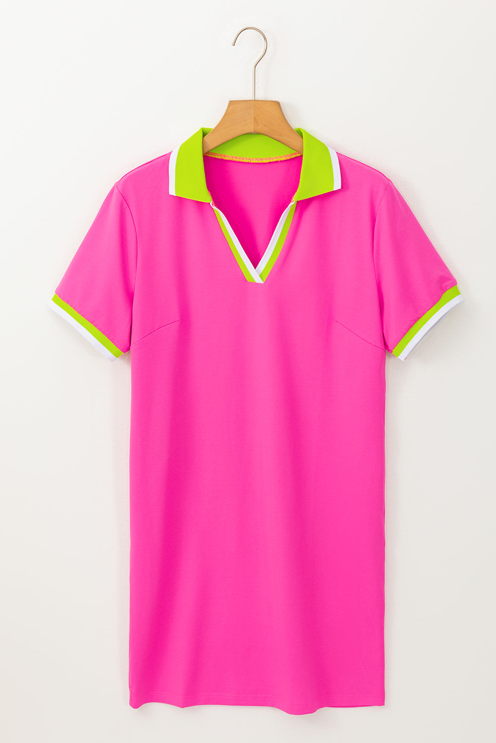 Rose Red Pop of Color Neckline T-shirt Dress