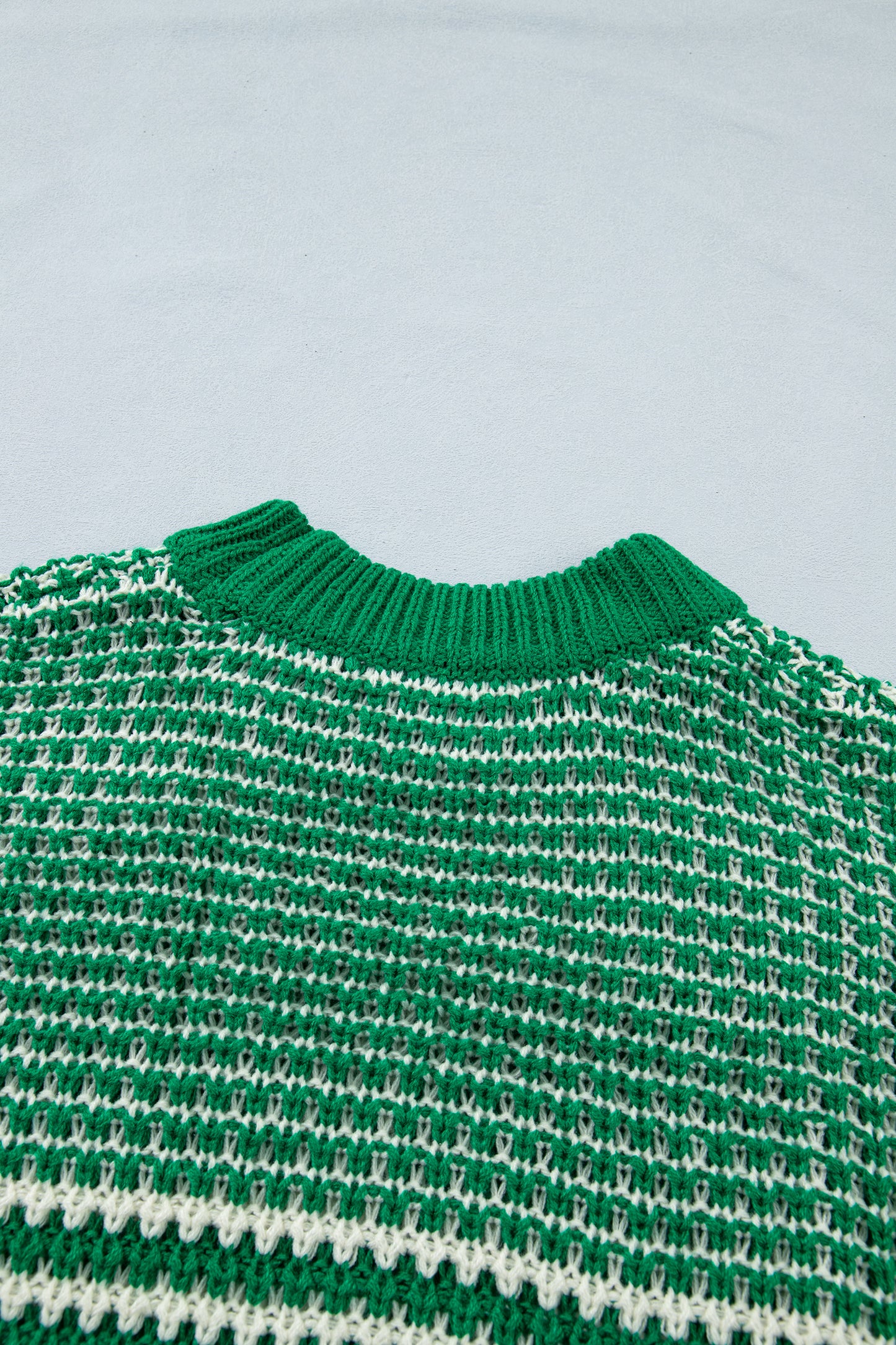 Green Stripe 3/4 Draped Sleeve Slouchy Sweater