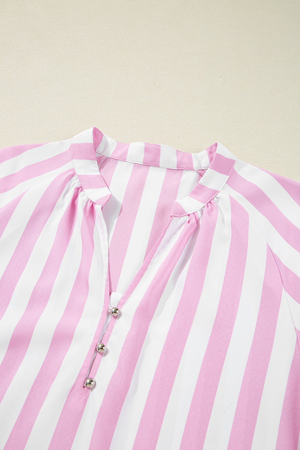 Rose Striped Long Sleeve Buttons Loose Mini Dress