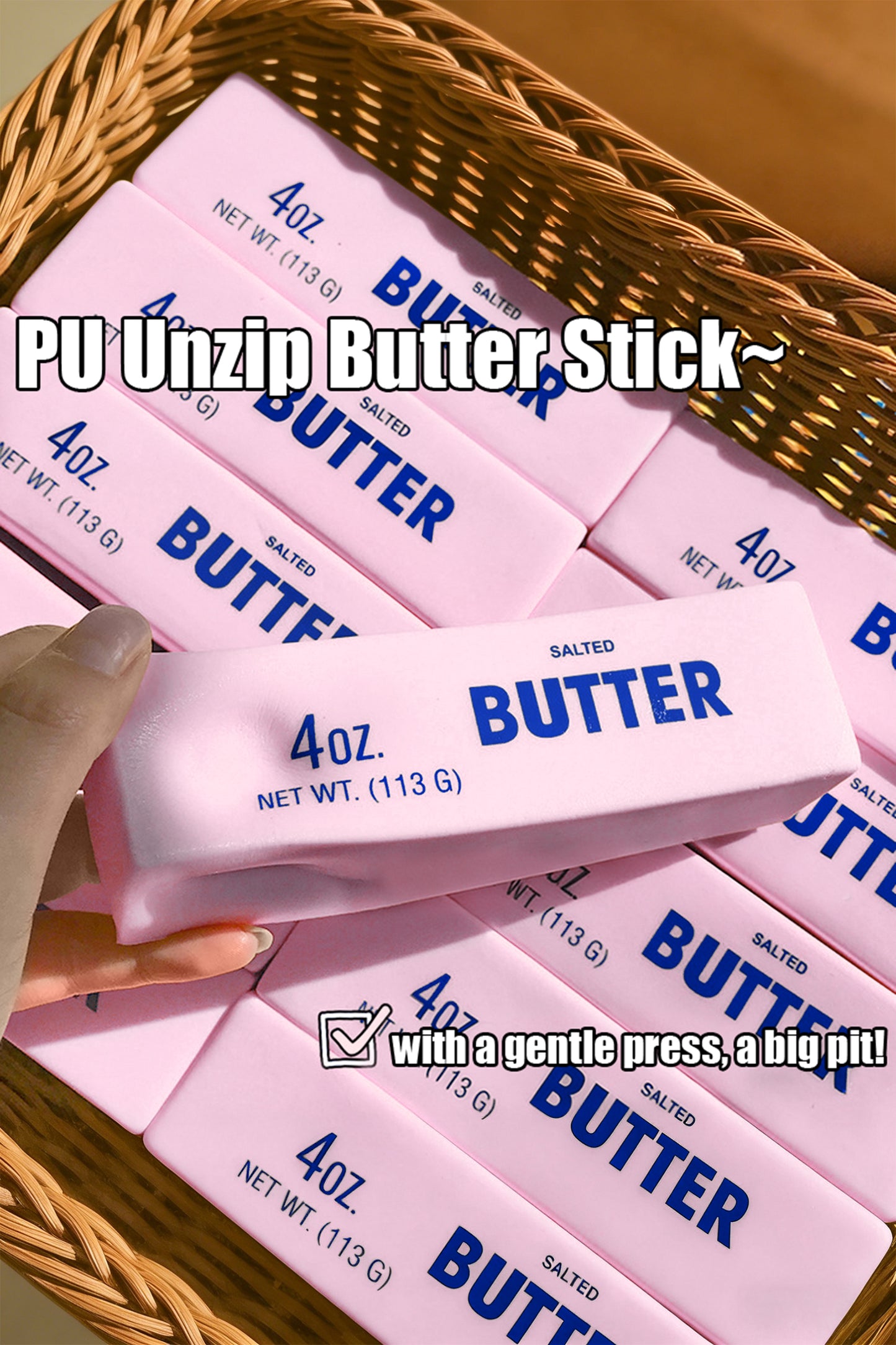 Pink PU Butter Bar Slow Rebound Decompression Toy