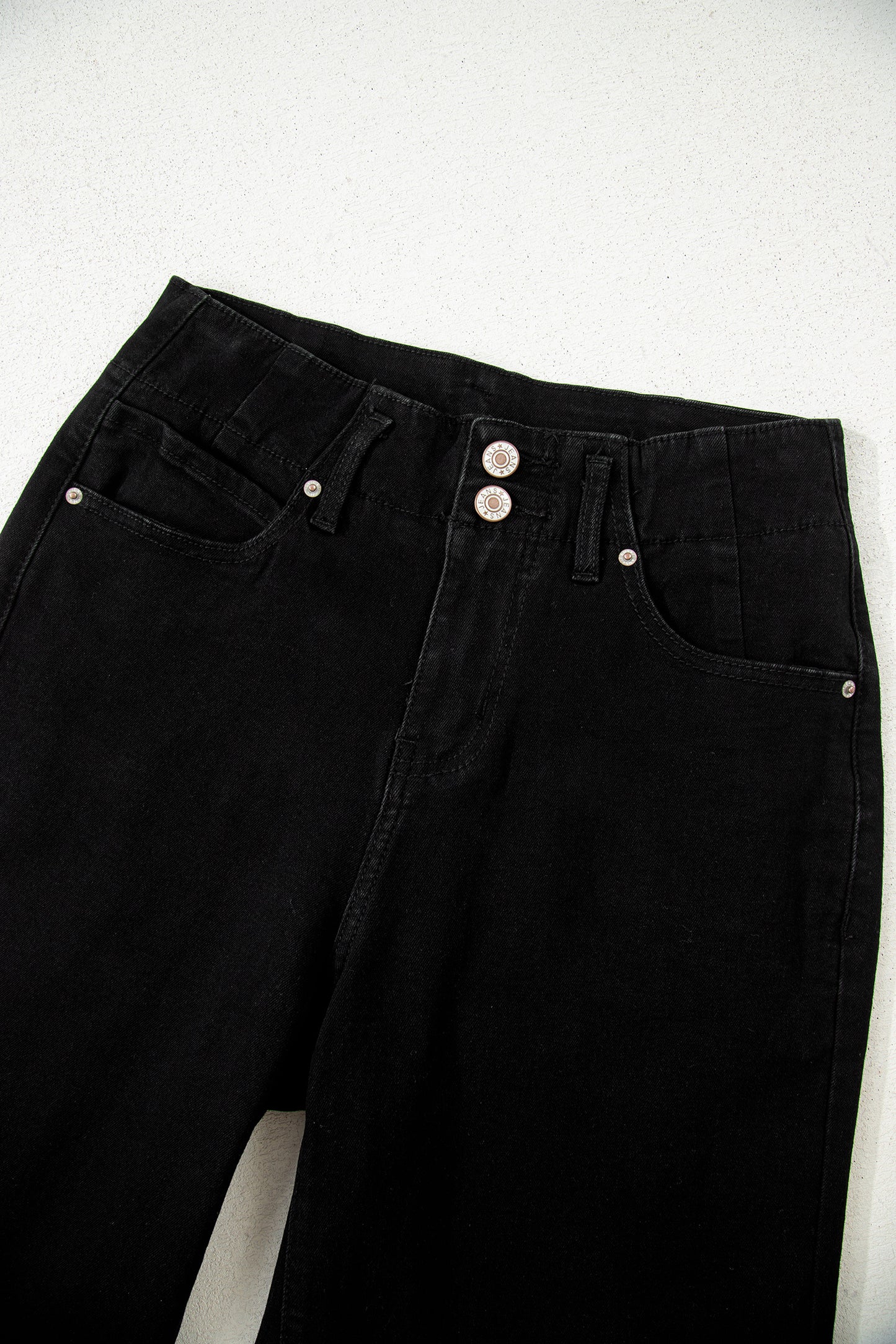 Mist Green 2-Button High Waist Flared Bottom Jeans