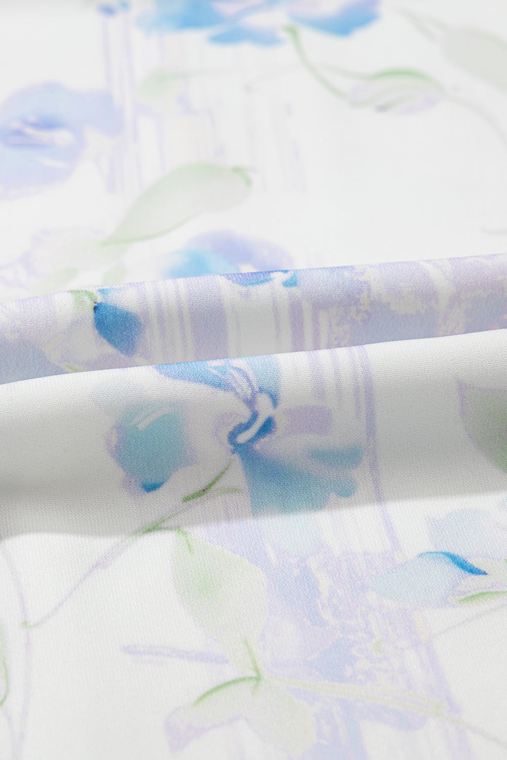 Sky Blue Floral Smocked High Waist Ruffle Sleeveless Long Dress