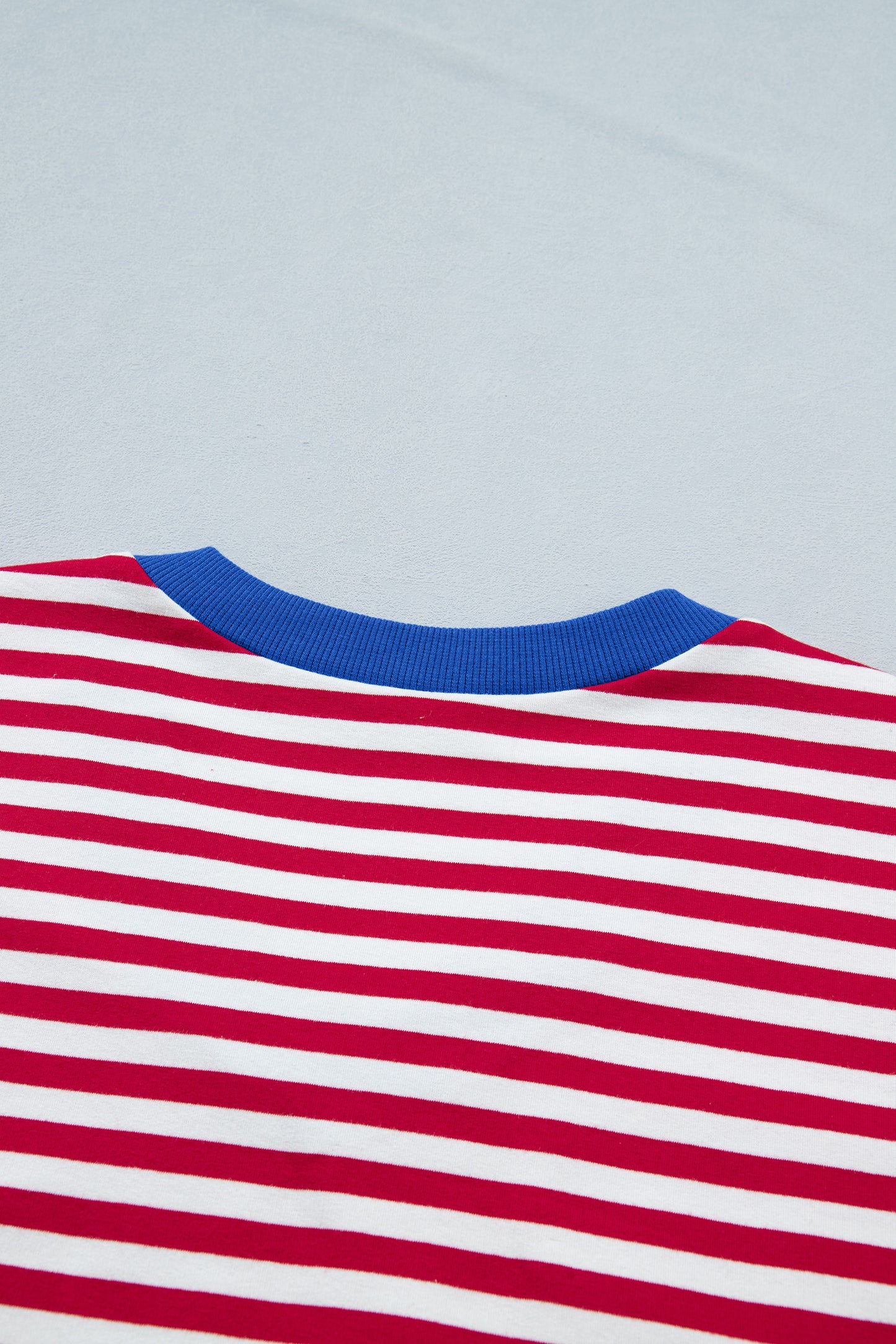 Yellow Stripe Colorblock Trim V Neck Tee Drawstring Elastic Waist Short Set